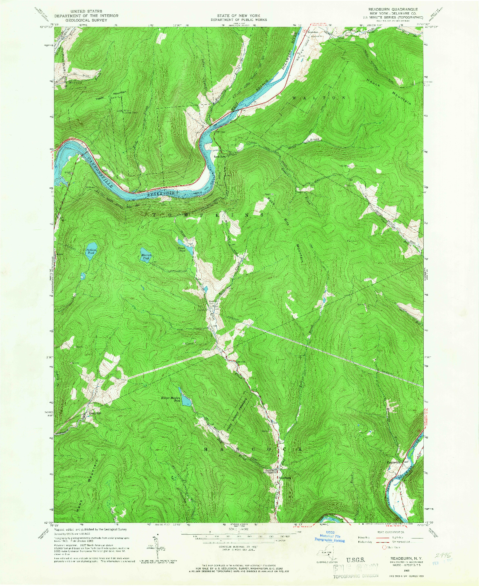 USGS 1:24000-SCALE QUADRANGLE FOR READBURN, NY 1965