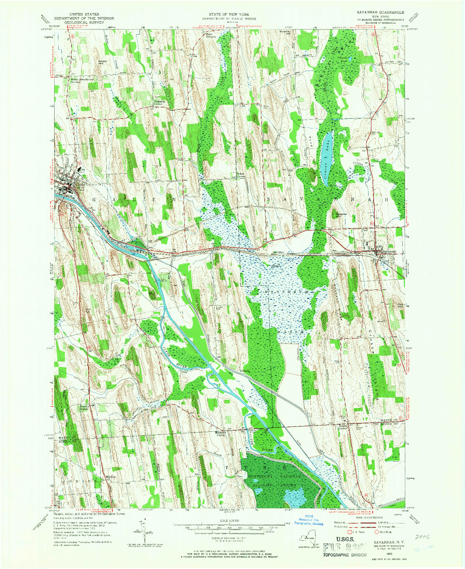 USGS 1:24000-SCALE QUADRANGLE FOR SAVANNAH, NY 1953