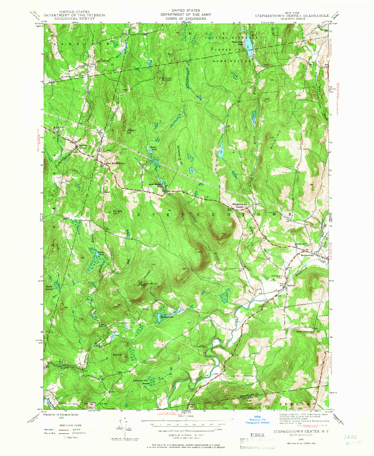 USGS 1:24000-SCALE QUADRANGLE FOR STEPHENTOWN CENTER, NY 1945