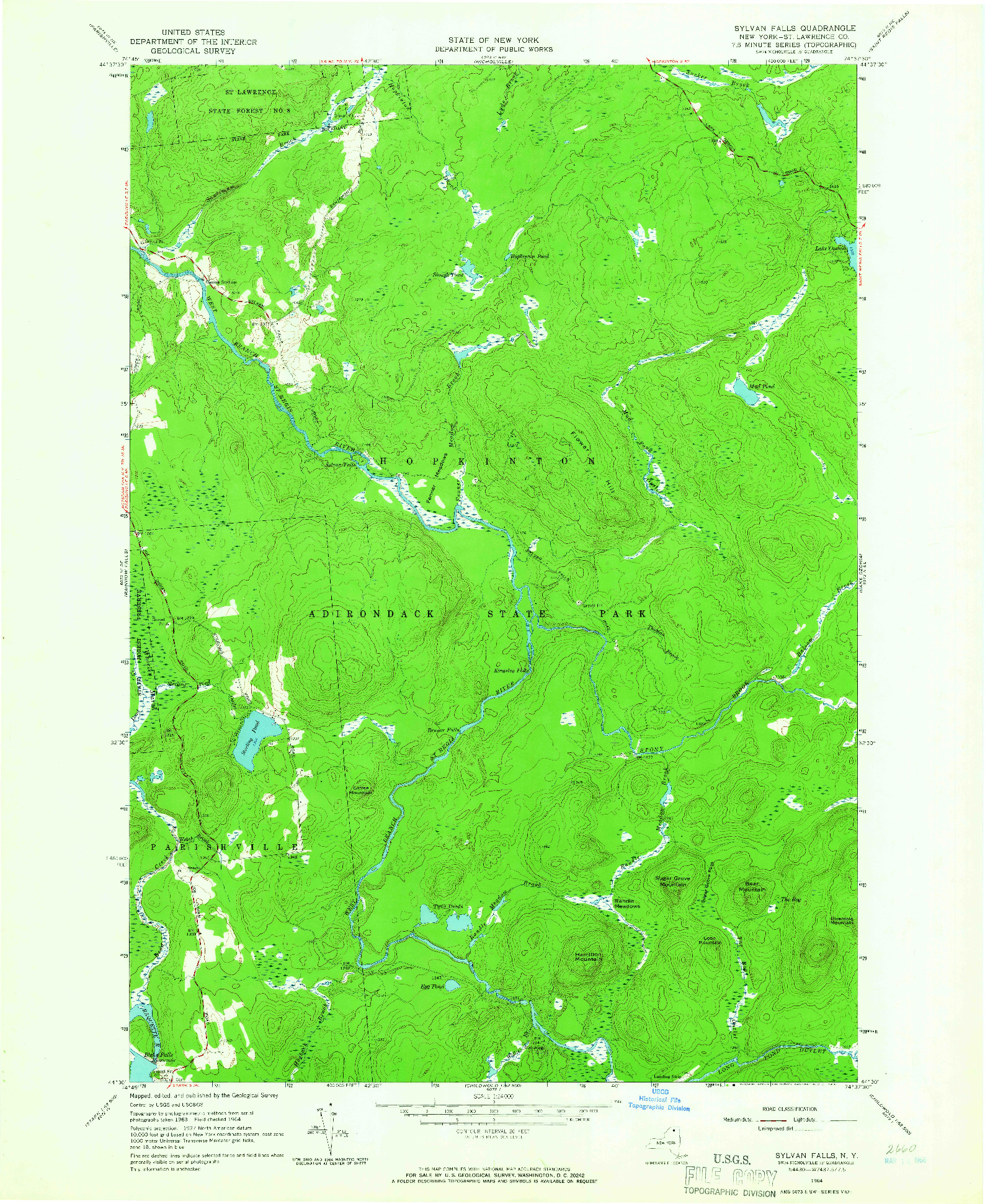 USGS 1:24000-SCALE QUADRANGLE FOR SYLVAN FALLS, NY 1964