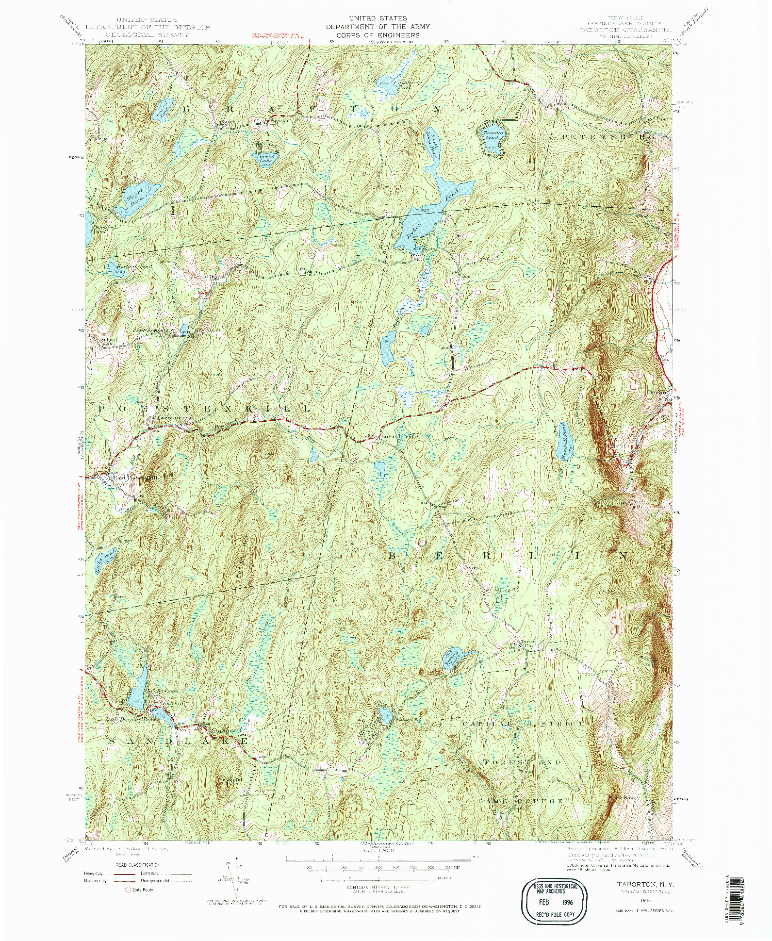 USGS 1:24000-SCALE QUADRANGLE FOR TABORTON, NY 1946