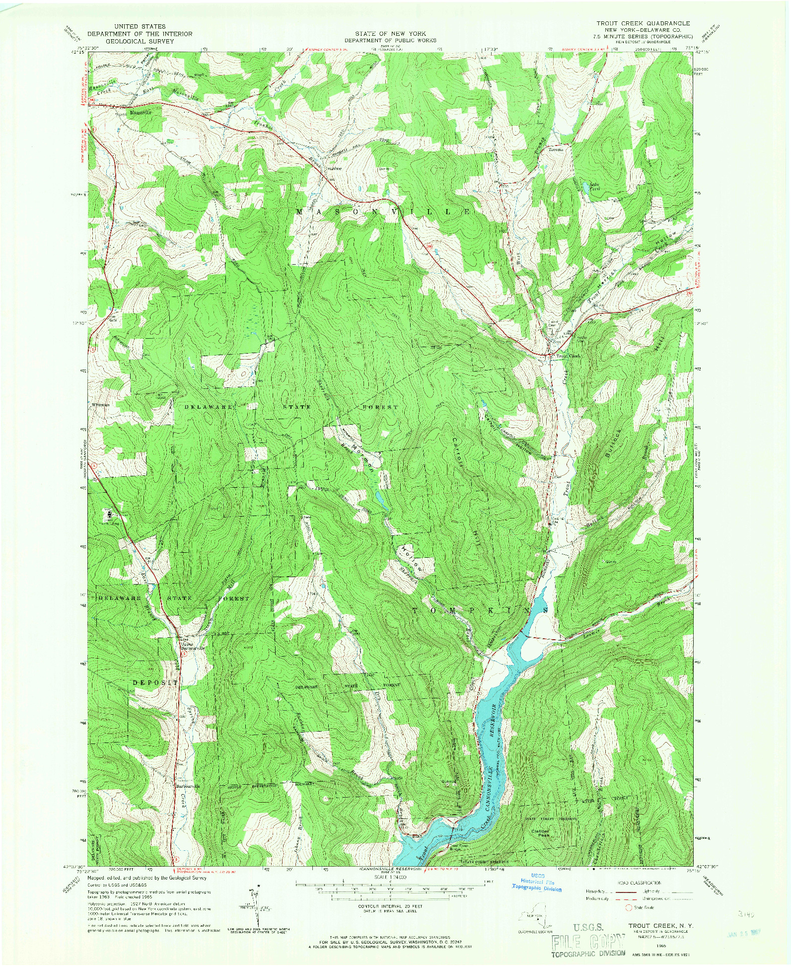 USGS 1:24000-SCALE QUADRANGLE FOR TROUT CREEK, NY 1965