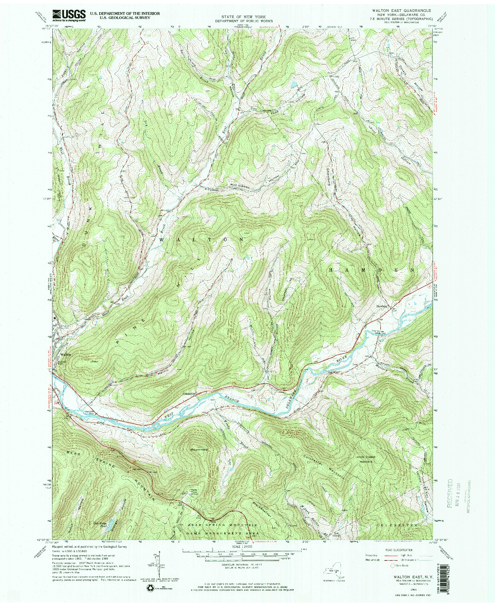 USGS 1:24000-SCALE QUADRANGLE FOR WALTON EAST, NY 1965