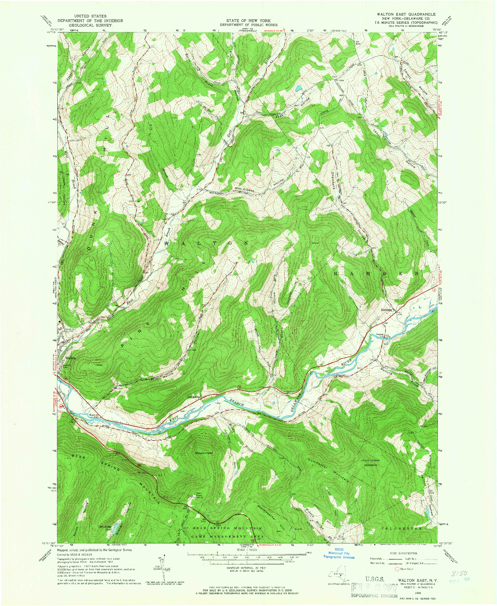 USGS 1:24000-SCALE QUADRANGLE FOR WALTON EAST, NY 1965