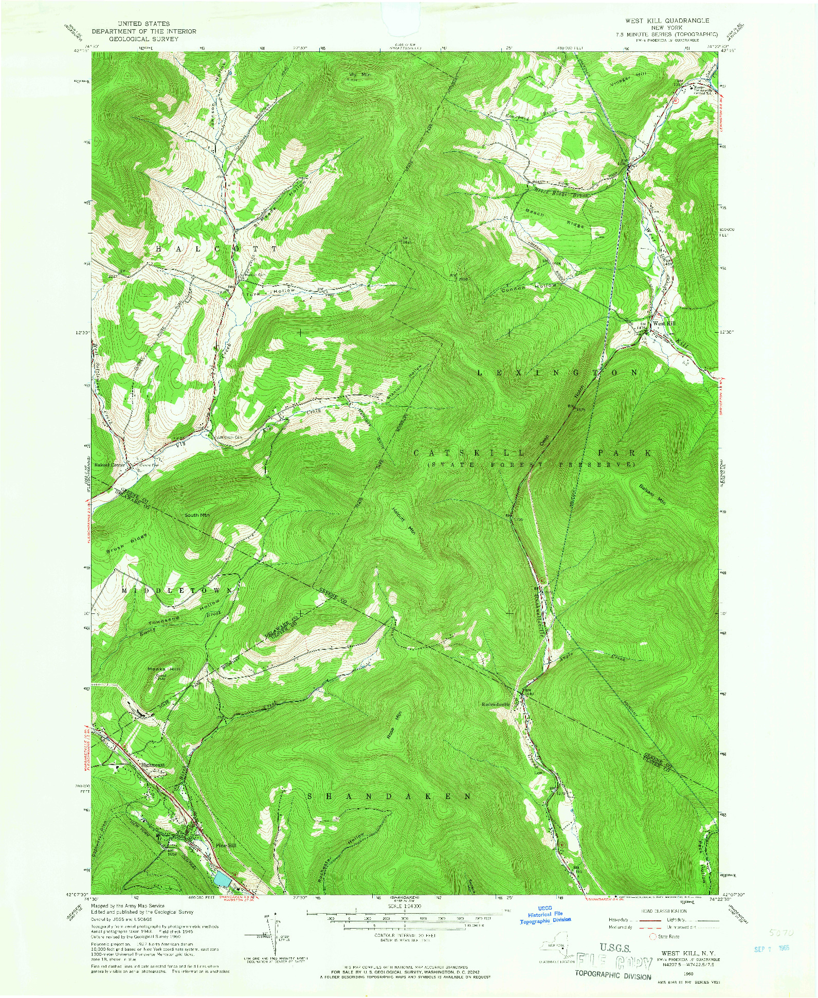 USGS 1:24000-SCALE QUADRANGLE FOR WEST KILL, NY 1960