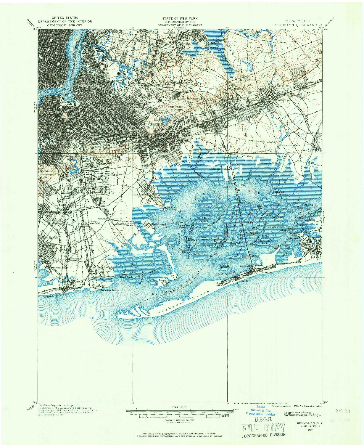 USGS 1:62500-SCALE QUADRANGLE FOR BROOKLYN, NY 1897
