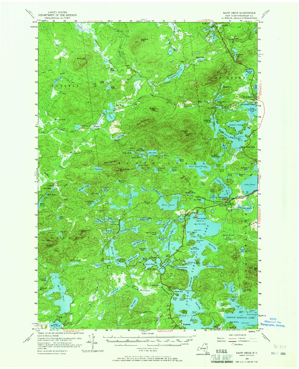 USGS 1:62500-SCALE QUADRANGLE FOR SAINT REGIS, NY 1955
