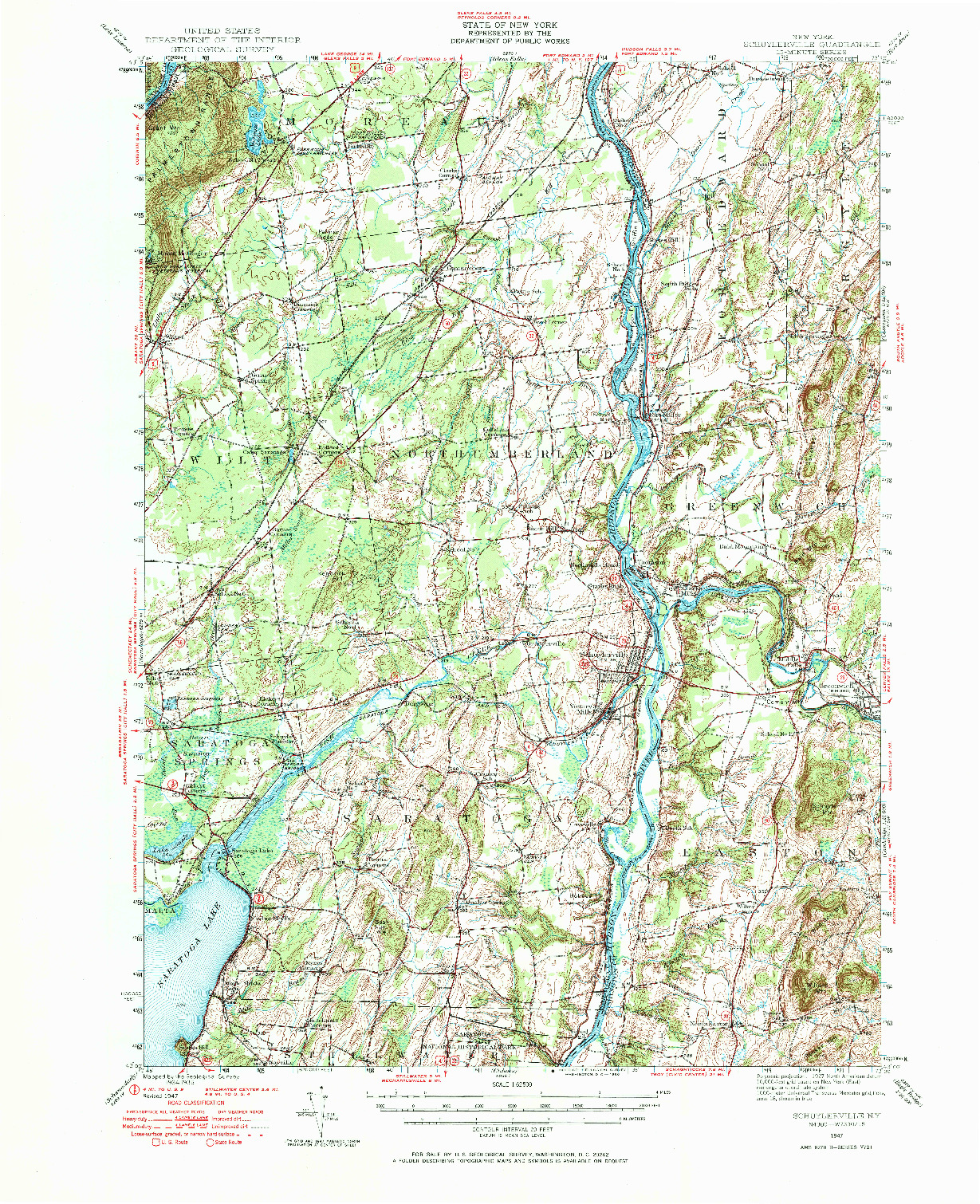 USGS 1:62500-SCALE QUADRANGLE FOR SCHUYLERVILLE, NY 1947