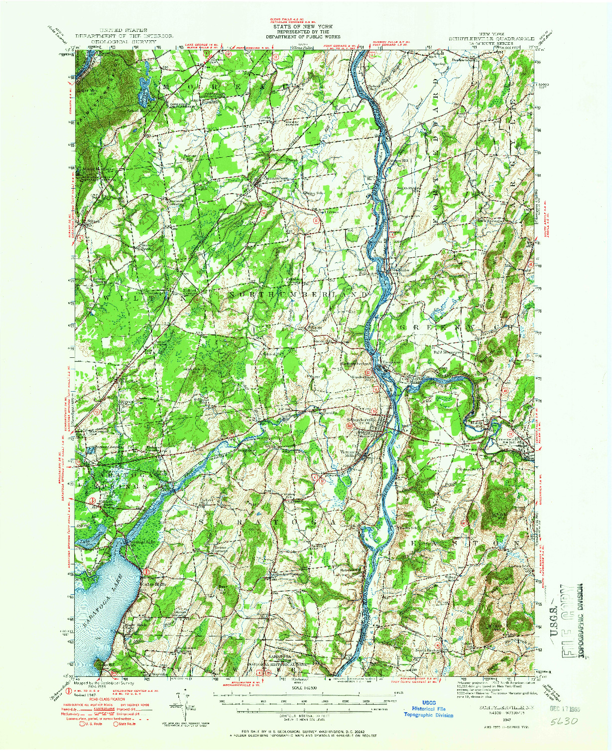USGS 1:62500-SCALE QUADRANGLE FOR SCHUYLERVILLE, NY 1947