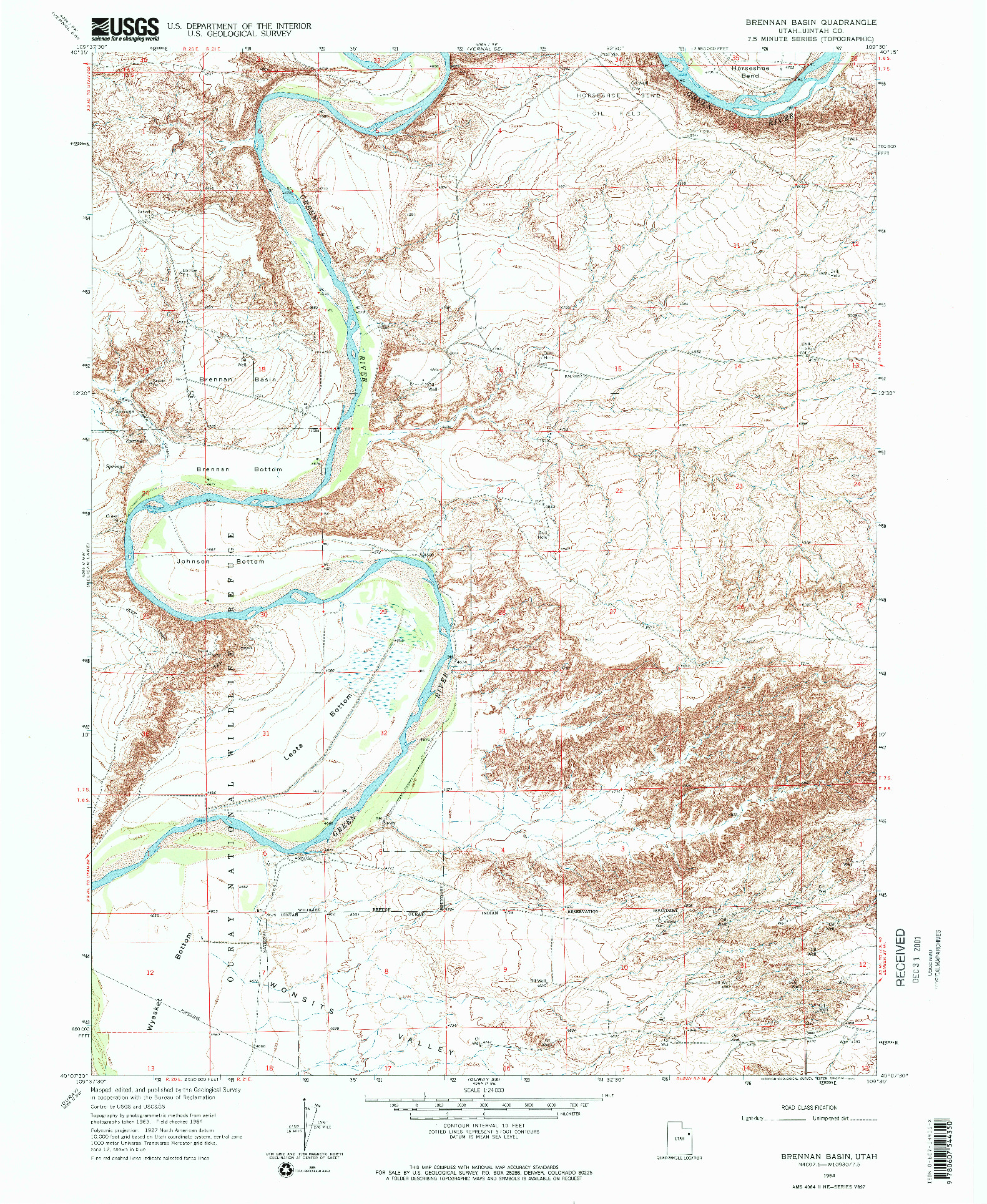 USGS 1:24000-SCALE QUADRANGLE FOR BRENNAN BASIN, UT 1964