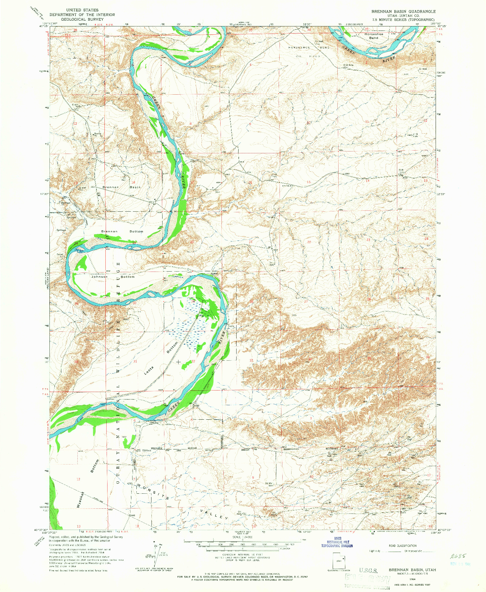 USGS 1:24000-SCALE QUADRANGLE FOR BRENNAN BASIN, UT 1964