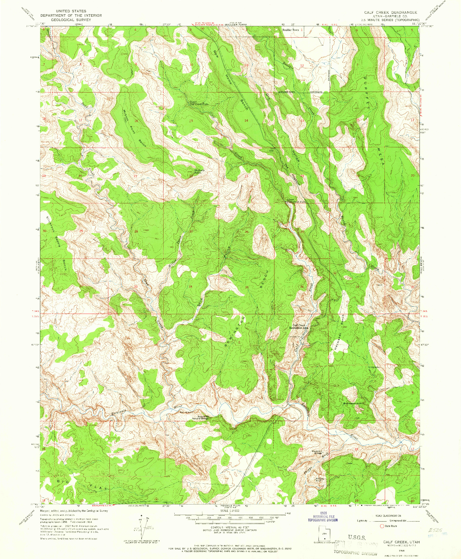 USGS 1:24000-SCALE QUADRANGLE FOR CALF CREEK, UT 1964