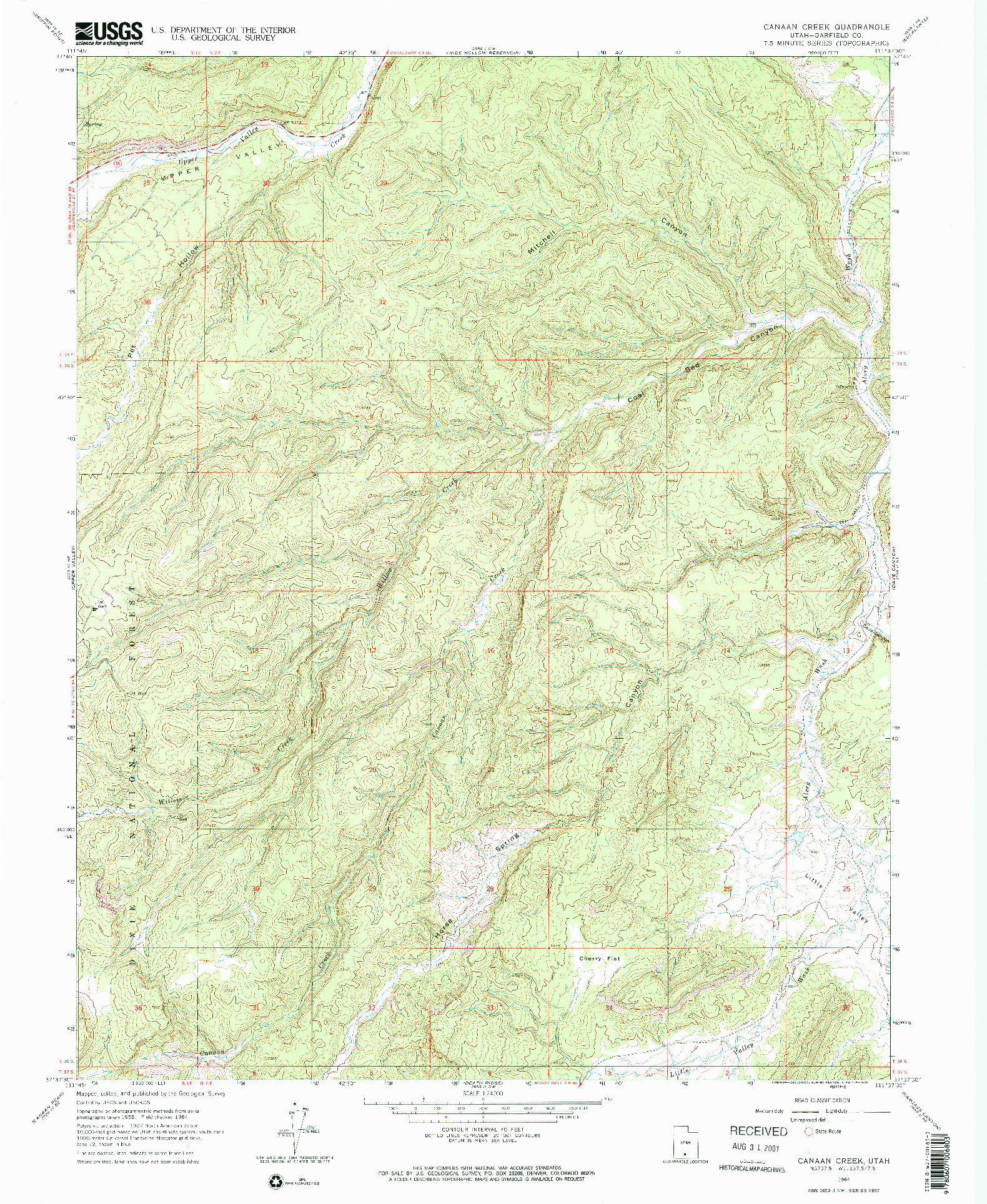 USGS 1:24000-SCALE QUADRANGLE FOR CANAAN CREEK, UT 1964