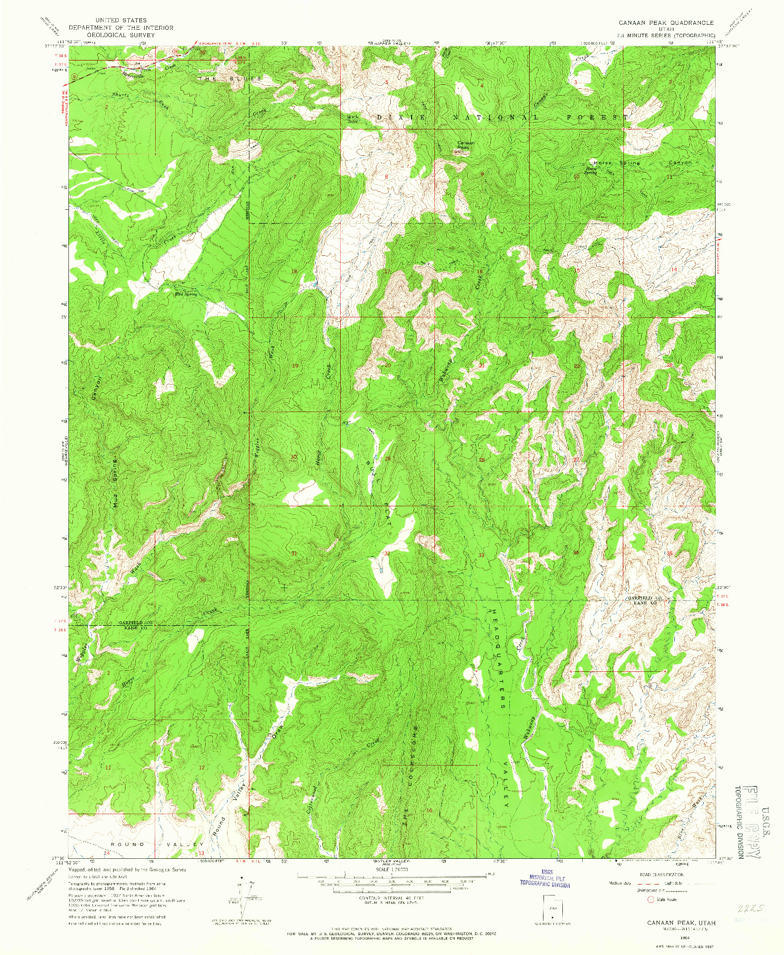 USGS 1:24000-SCALE QUADRANGLE FOR CANAAN PEAK, UT 1964