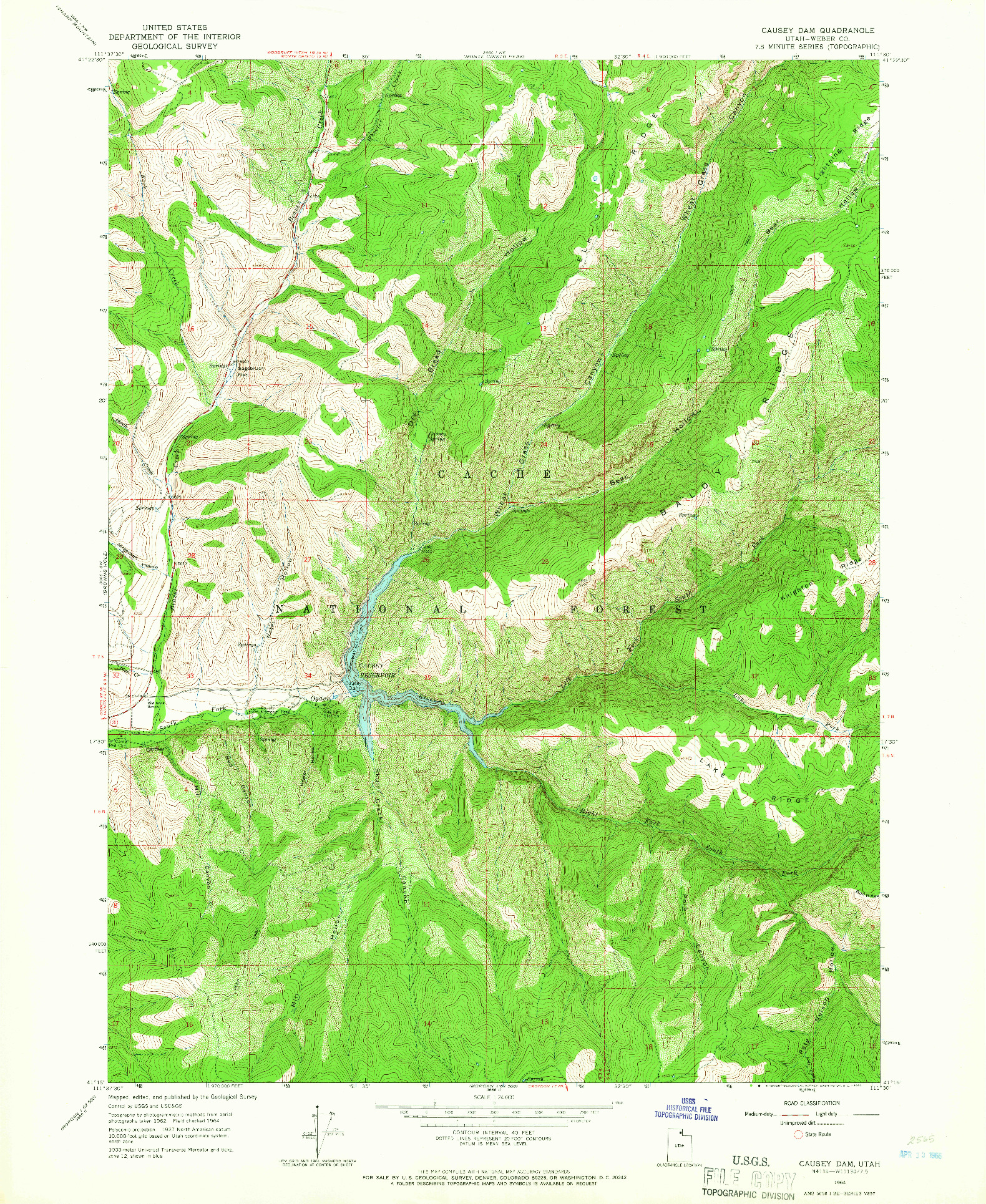 USGS 1:24000-SCALE QUADRANGLE FOR CAUSEY DAM, UT 1964