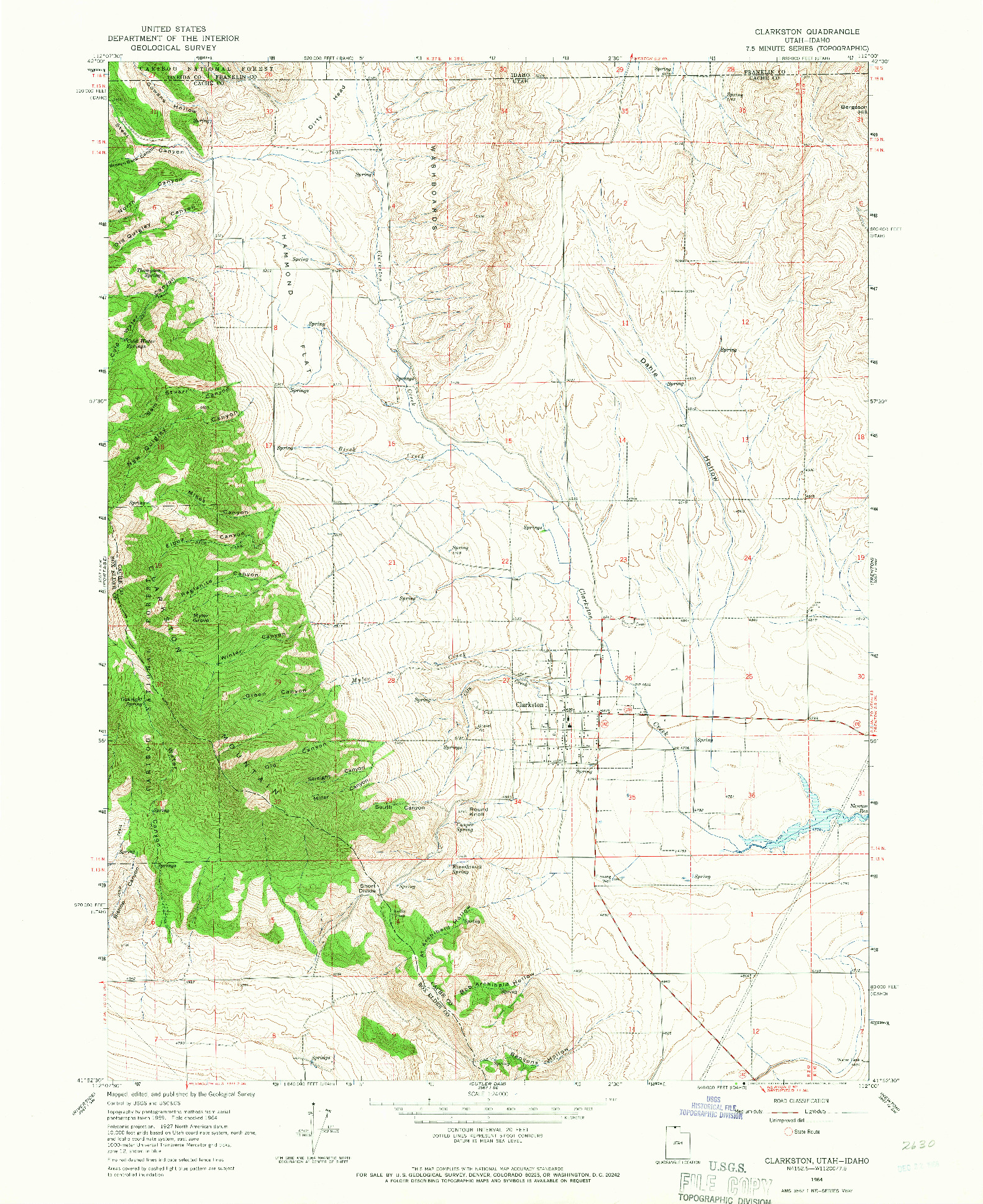 USGS 1:24000-SCALE QUADRANGLE FOR CLARKSTON, UT 1964