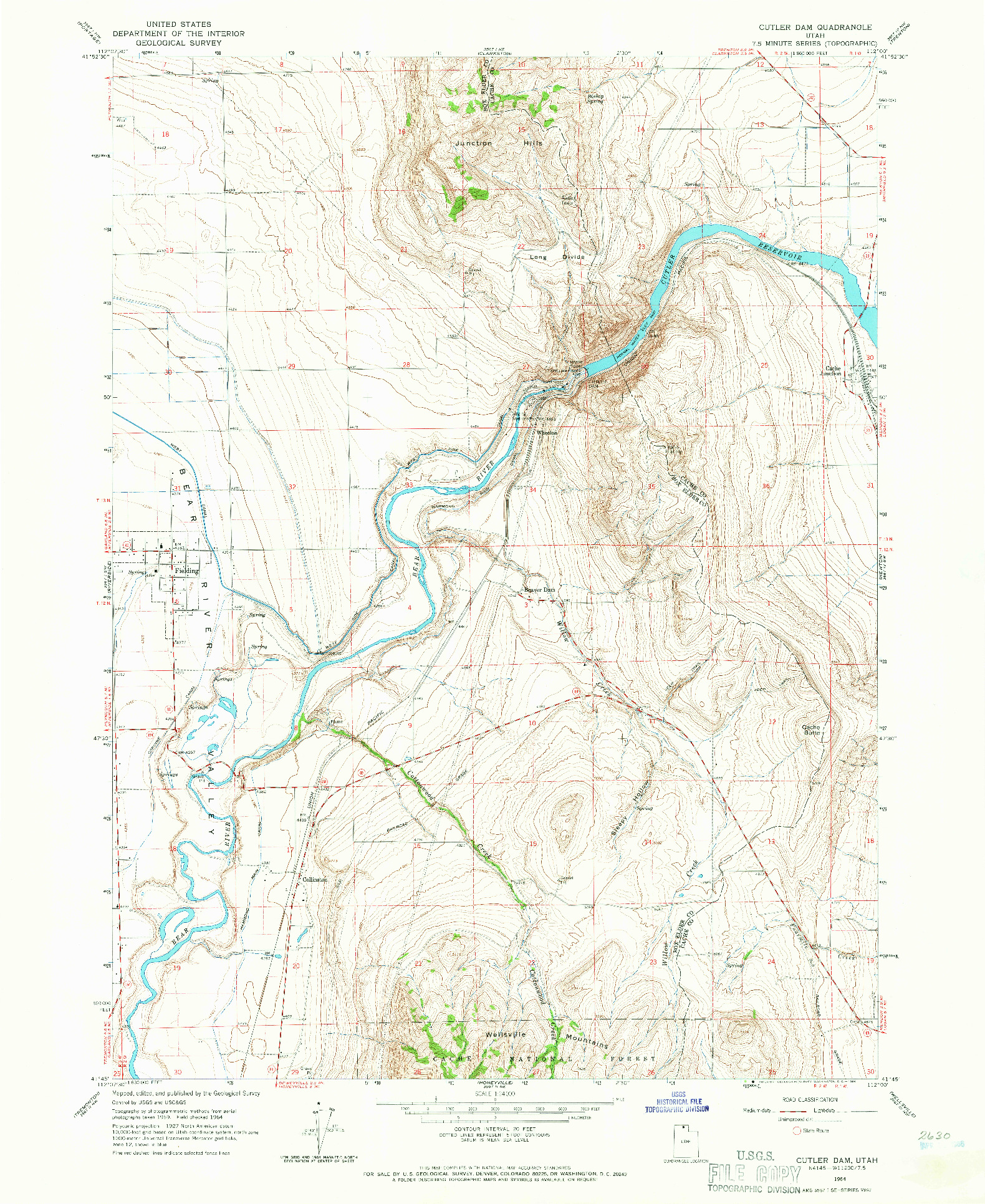 USGS 1:24000-SCALE QUADRANGLE FOR CUTLER DAM, UT 1964