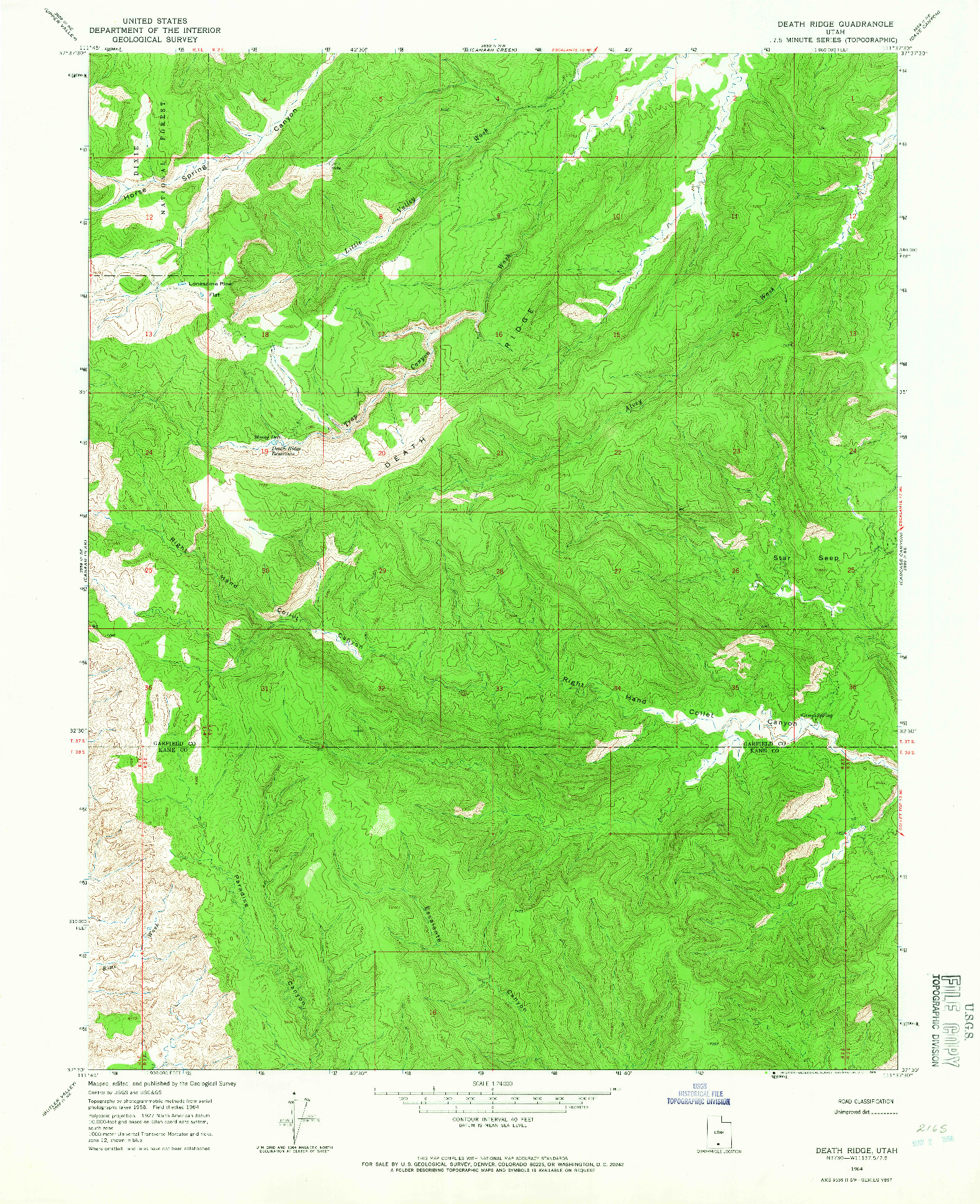 USGS 1:24000-SCALE QUADRANGLE FOR DEATH RIDGE, UT 1964