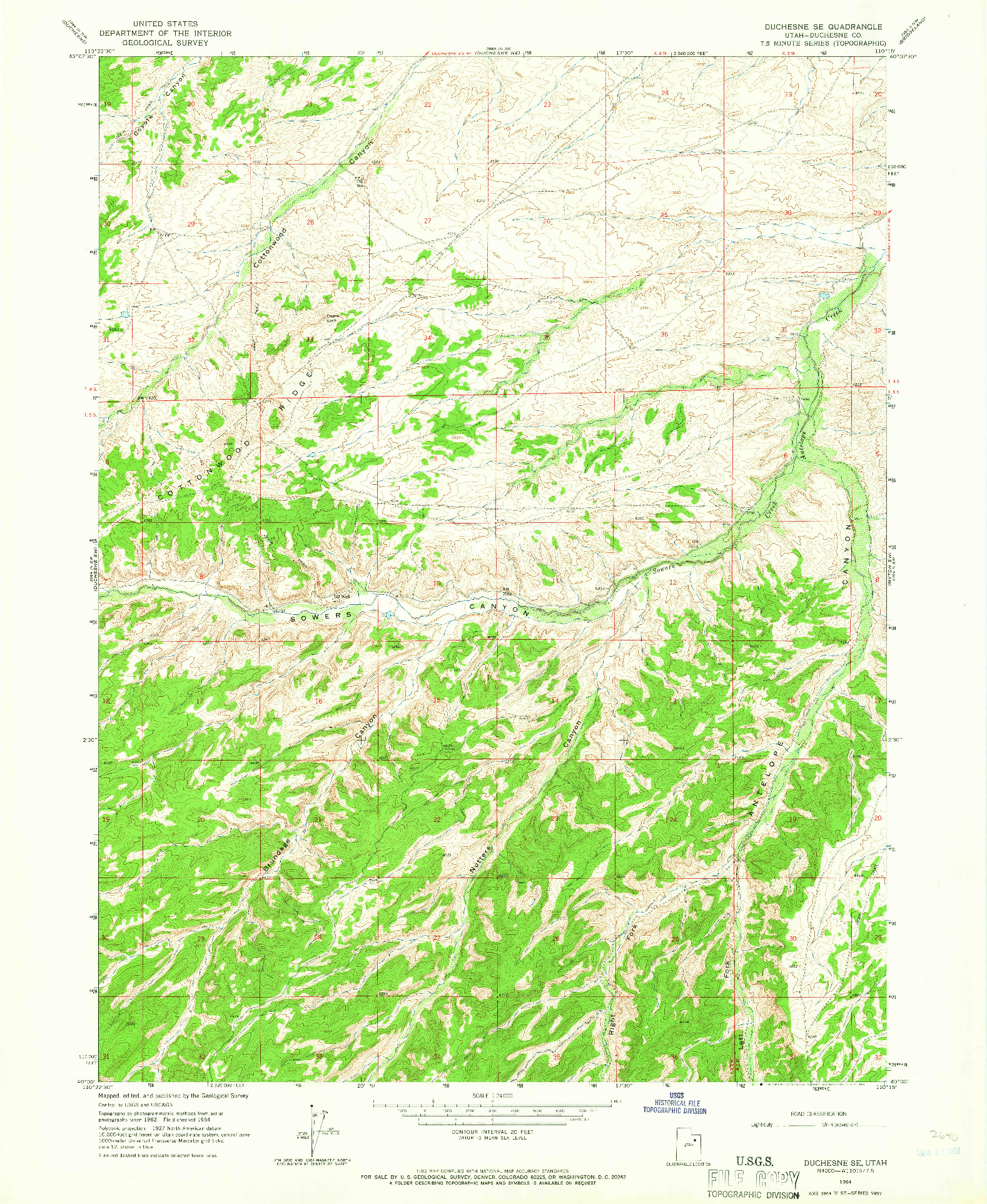 USGS 1:24000-SCALE QUADRANGLE FOR DUCHESNE SE, UT 1964