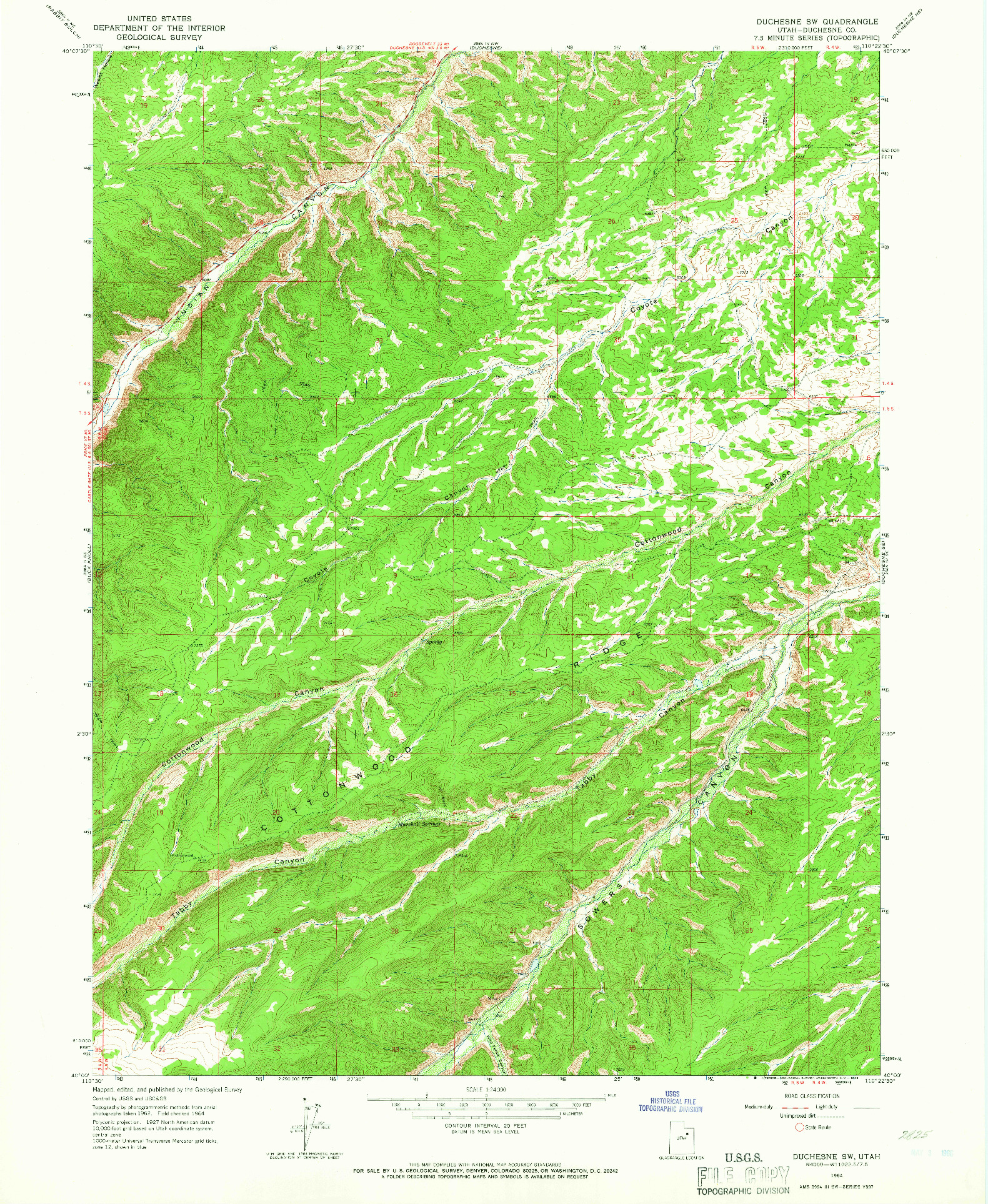 USGS 1:24000-SCALE QUADRANGLE FOR DUCHESNE SW, UT 1964