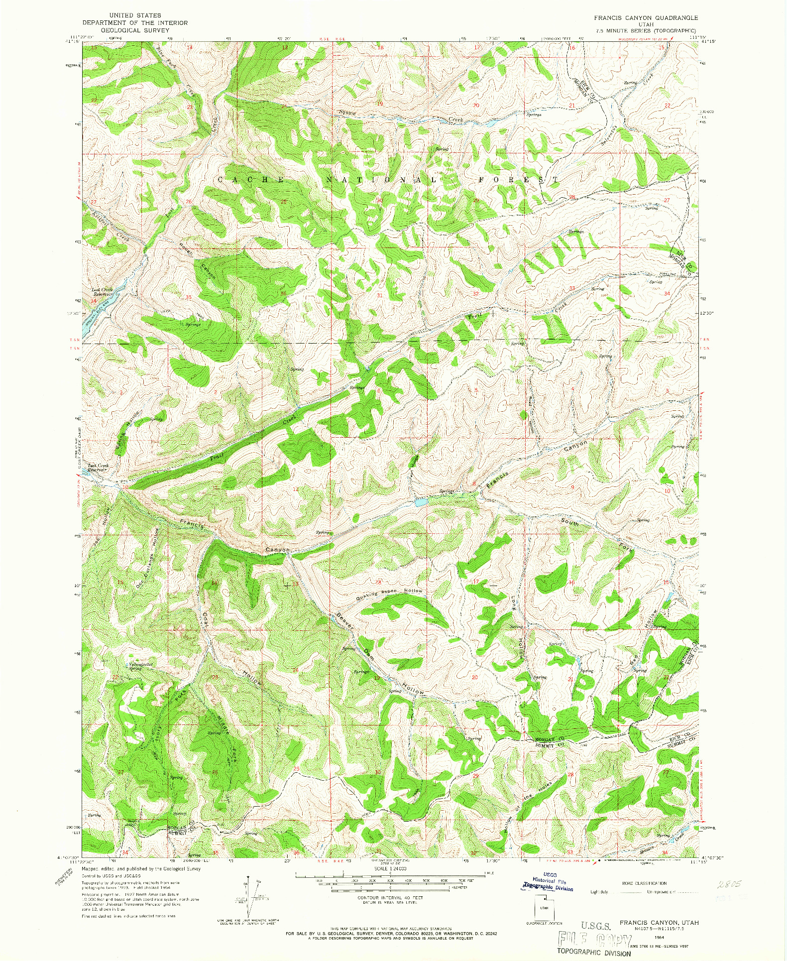 USGS 1:24000-SCALE QUADRANGLE FOR FRANCIS CANYON, UT 1964