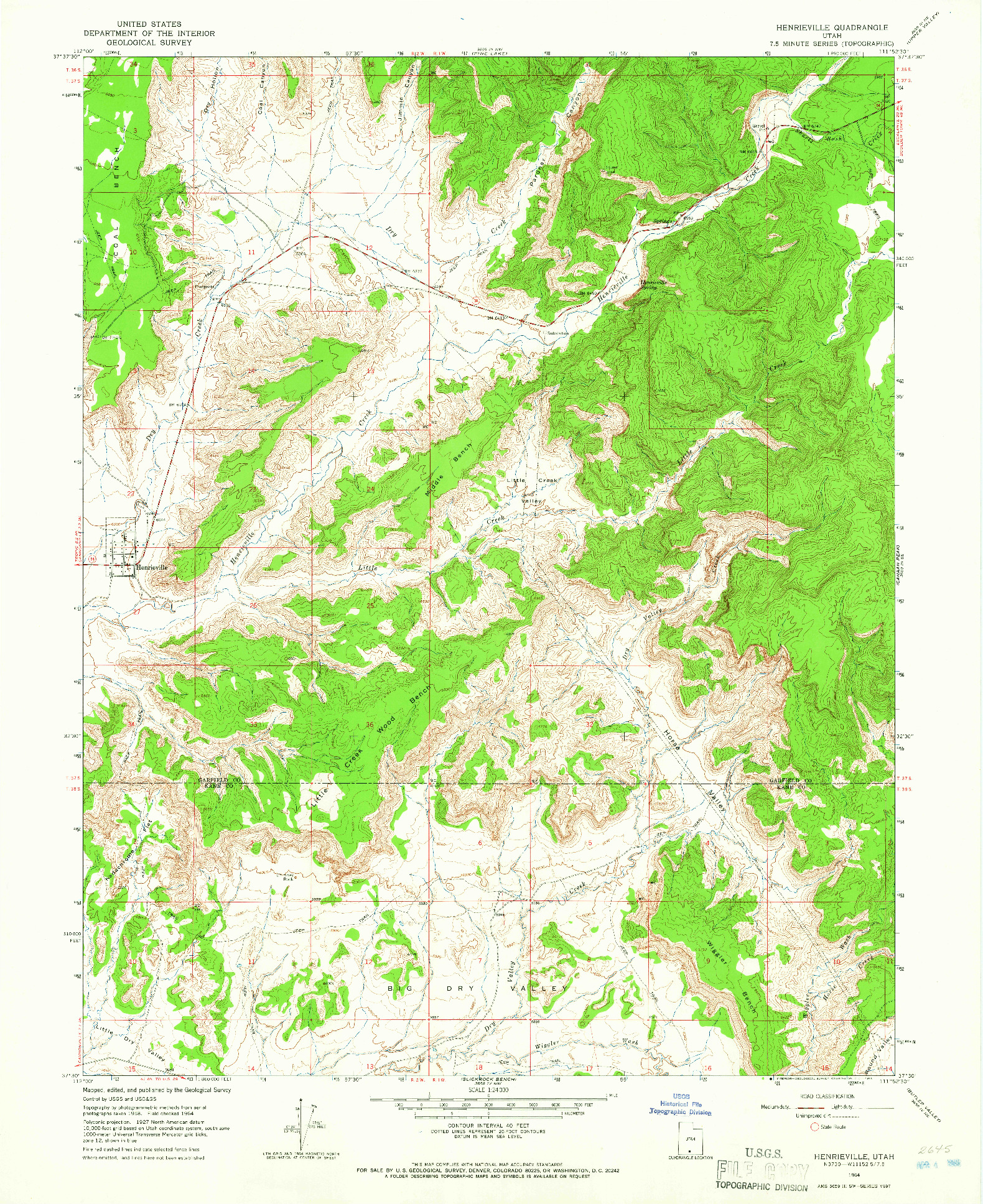 USGS 1:24000-SCALE QUADRANGLE FOR HENRIEVILLE, UT 1964