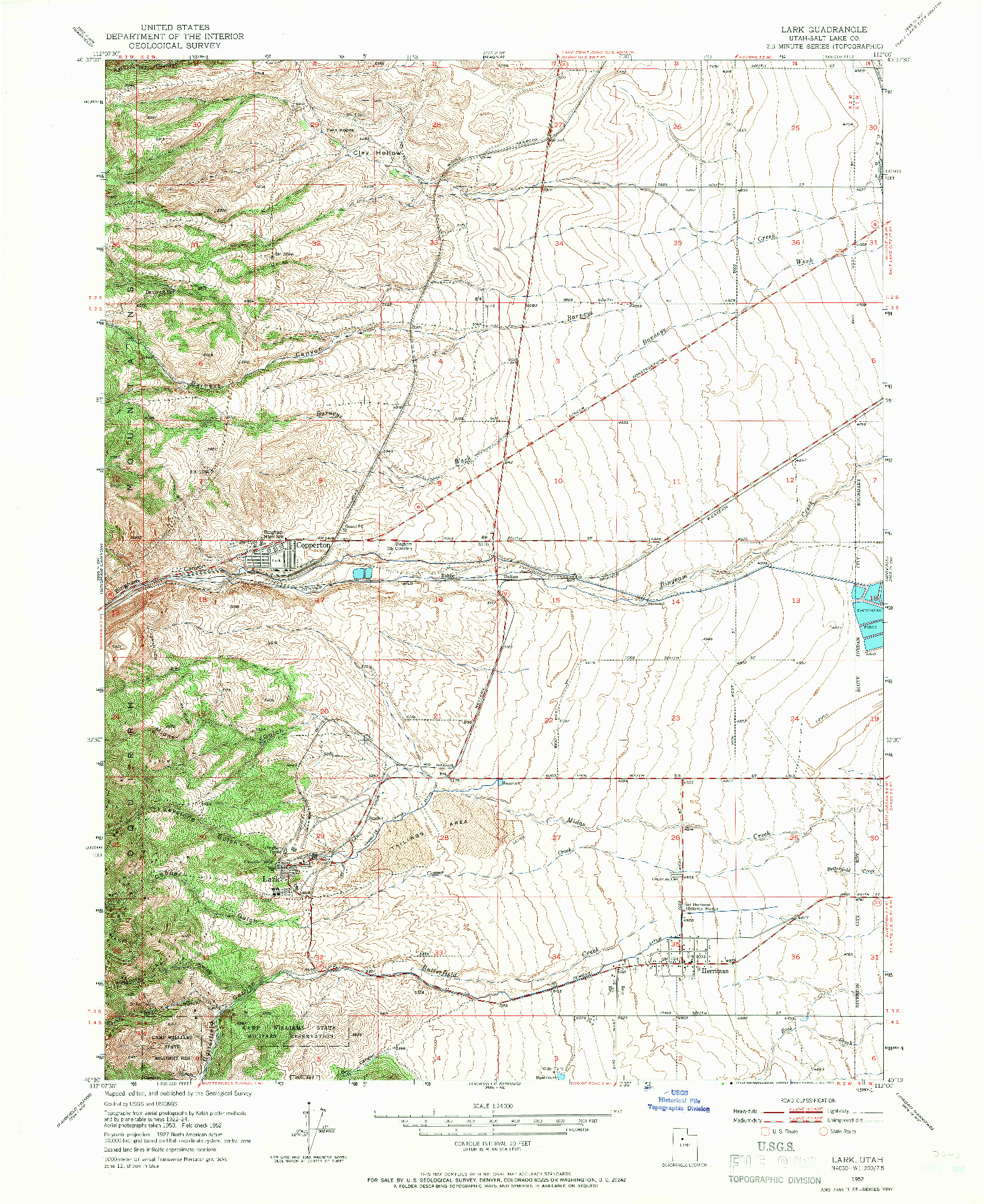 USGS 1:24000-SCALE QUADRANGLE FOR LARK, UT 1952