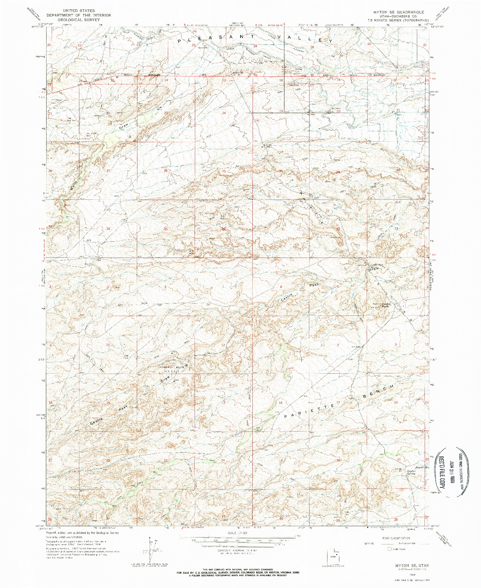 USGS 1:24000-SCALE QUADRANGLE FOR MYTON SE, UT 1964