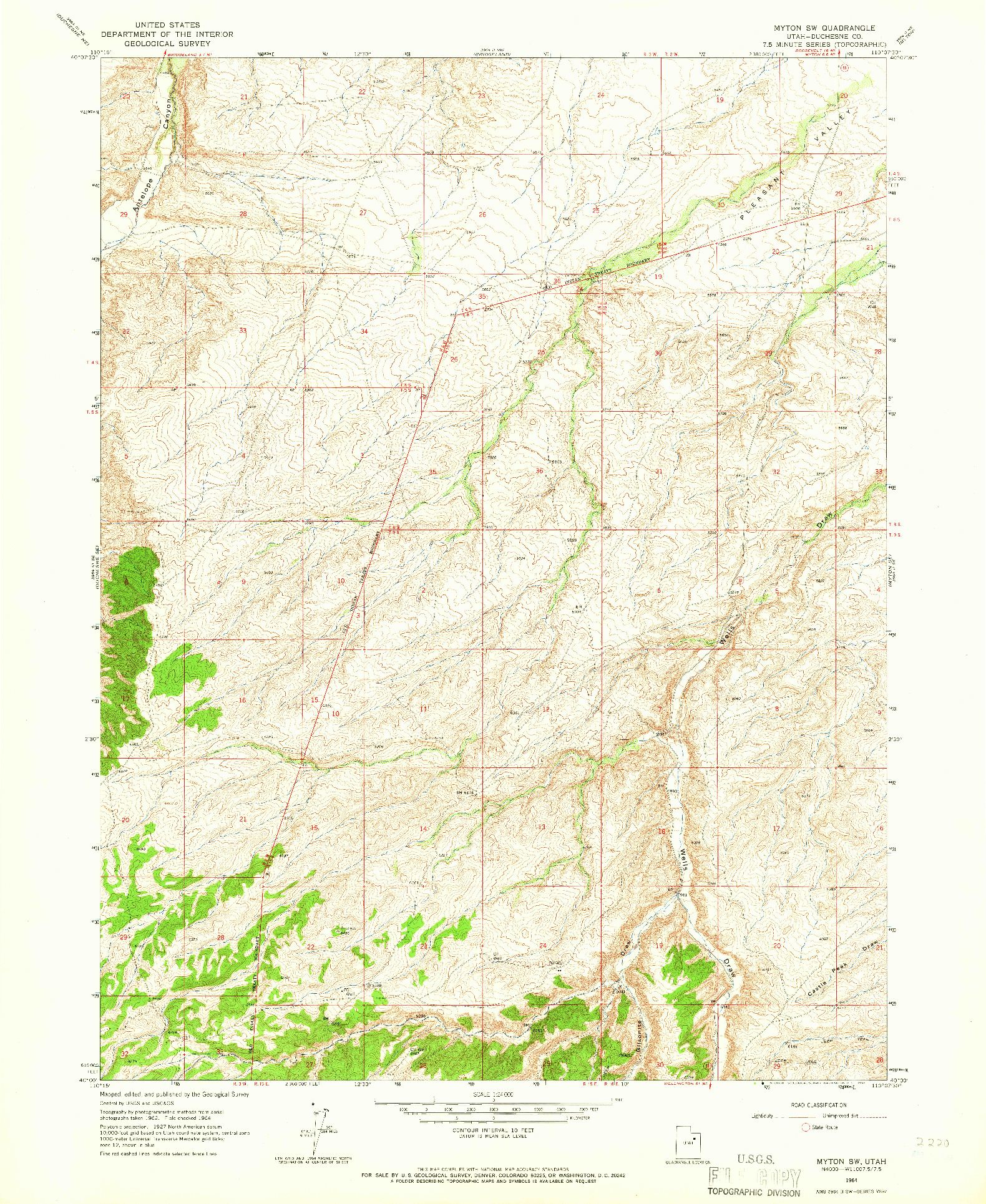 USGS 1:24000-SCALE QUADRANGLE FOR MYTON SW, UT 1964