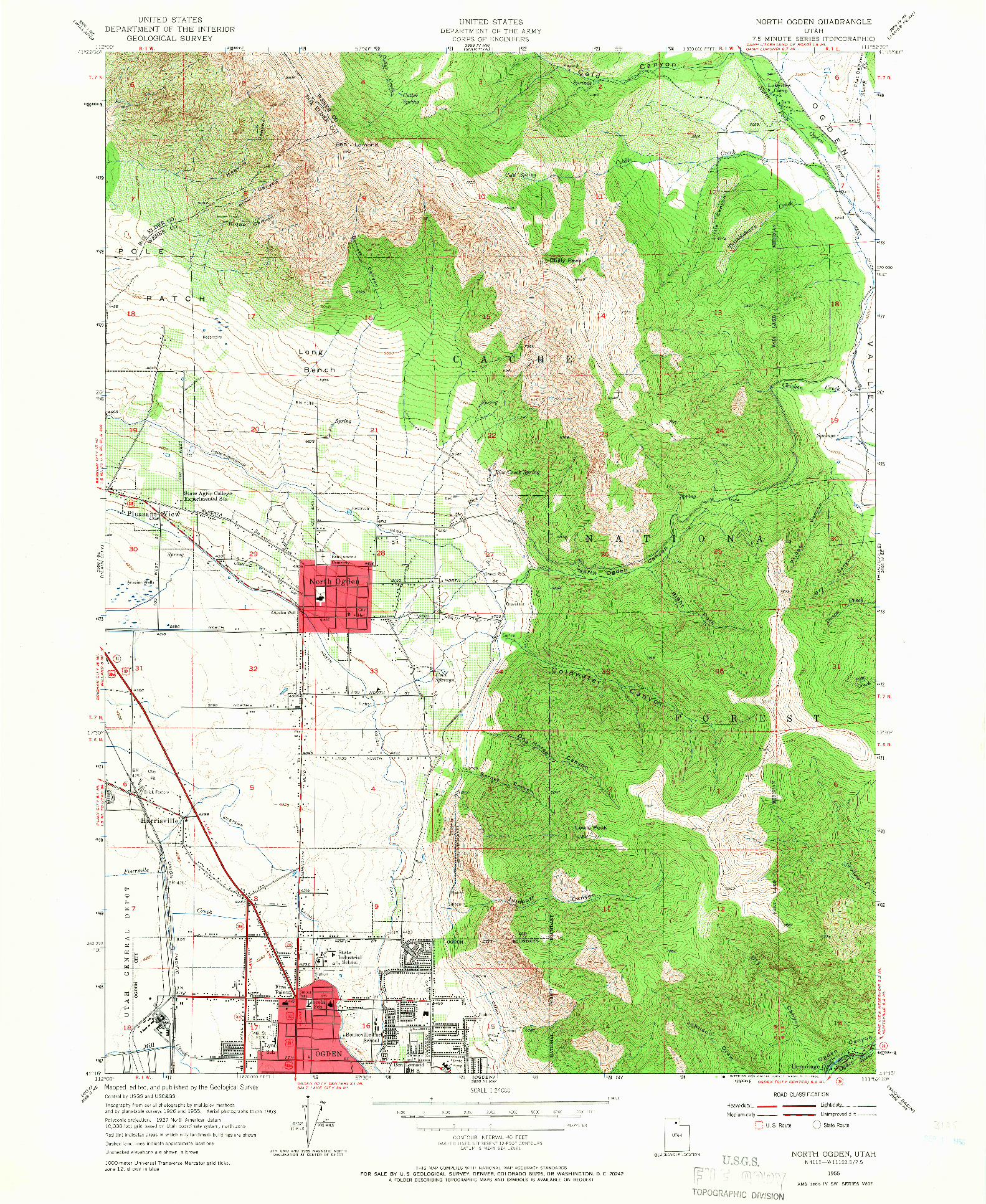 USGS 1:24000-SCALE QUADRANGLE FOR NORTH OGDEN, UT 1955
