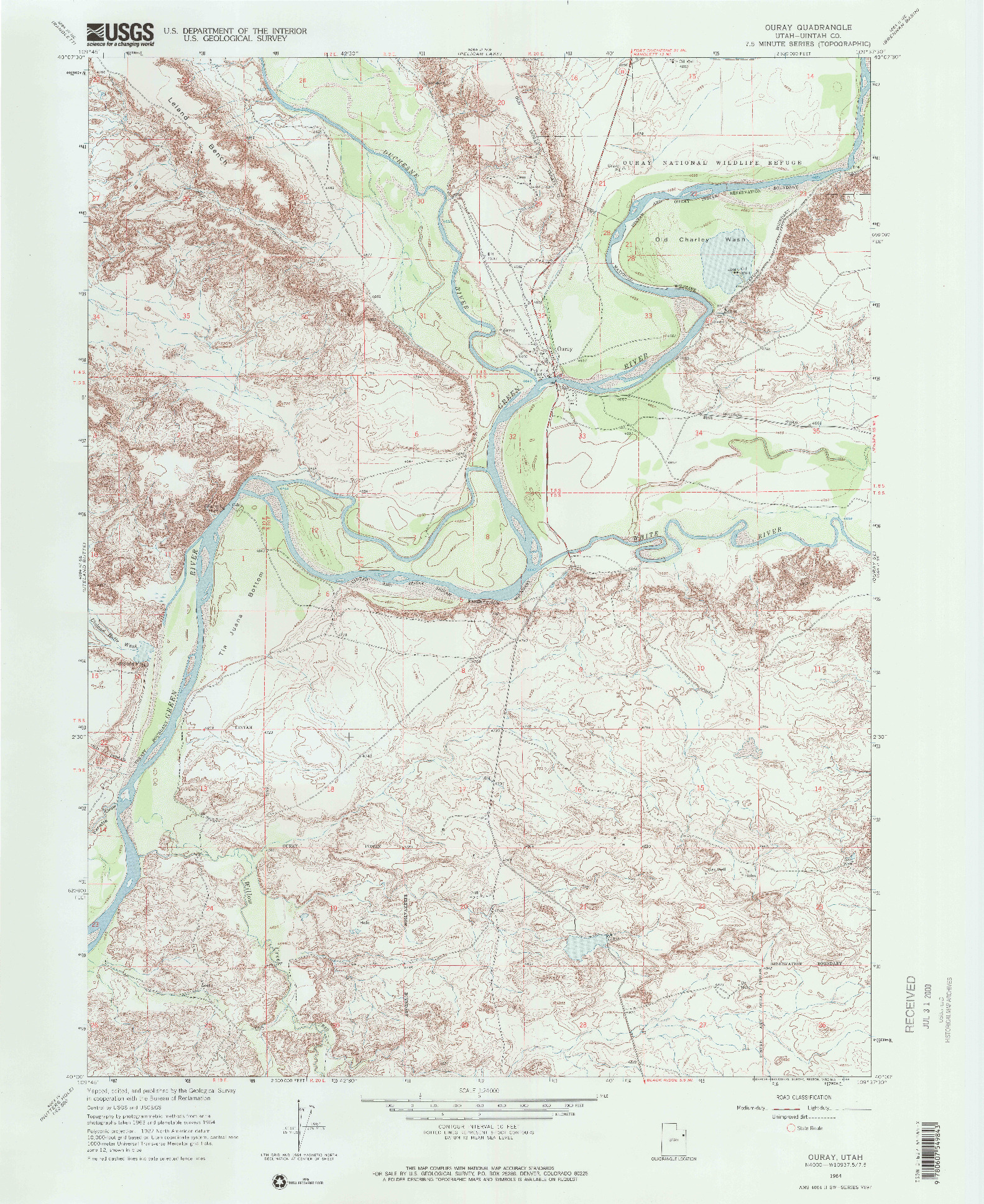 USGS 1:24000-SCALE QUADRANGLE FOR OURAY, UT 1964