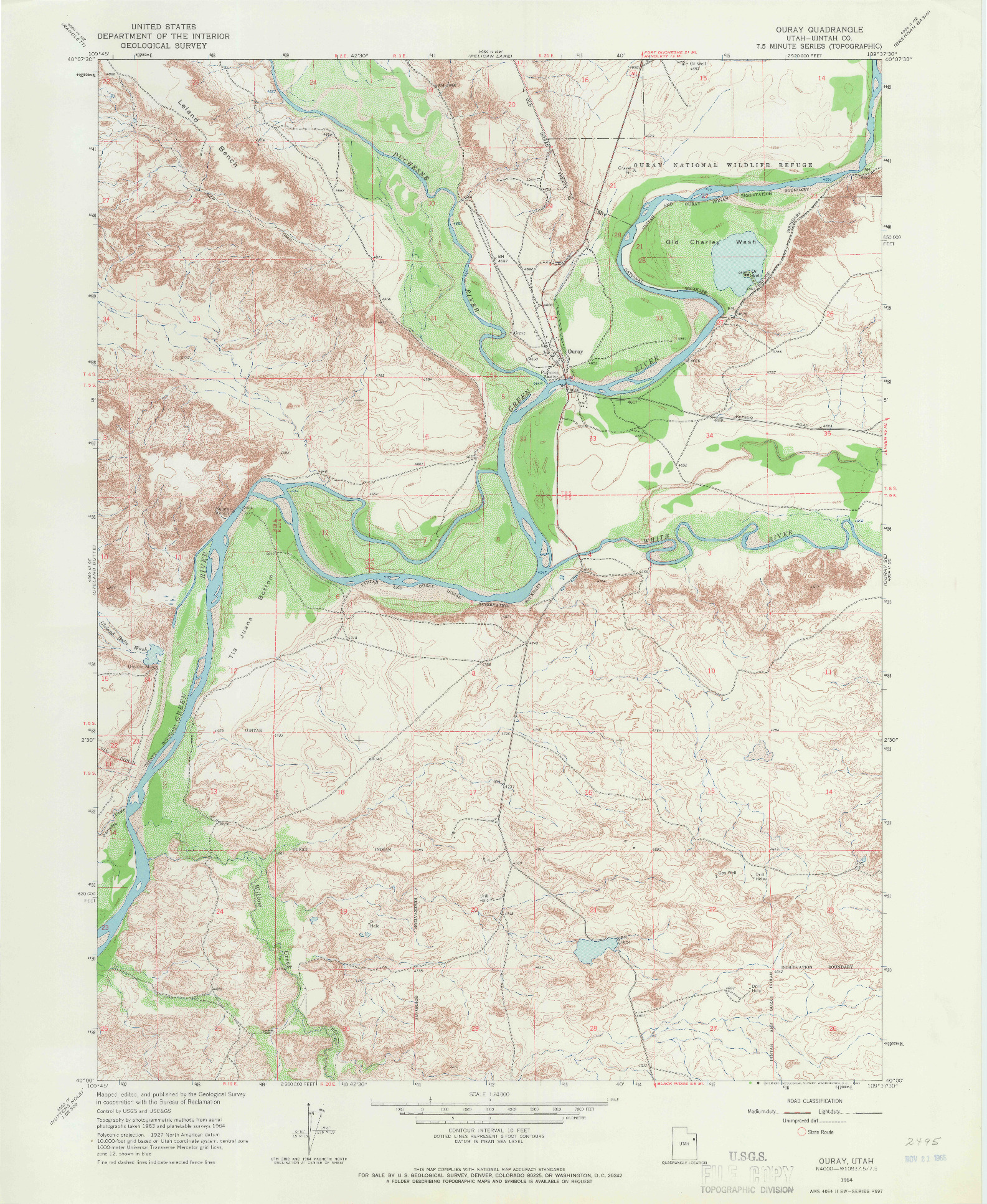 USGS 1:24000-SCALE QUADRANGLE FOR OURAY, UT 1964