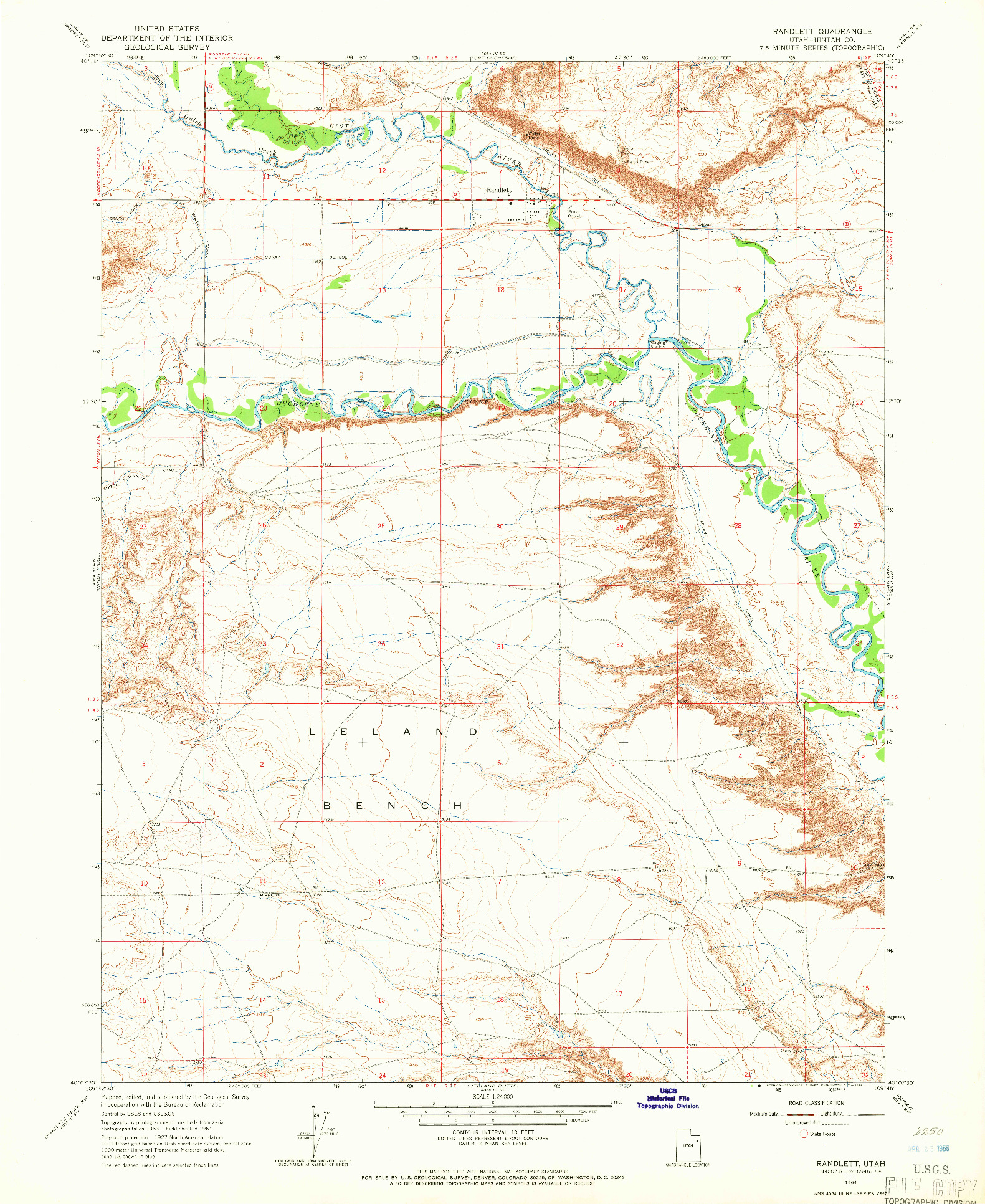 USGS 1:24000-SCALE QUADRANGLE FOR RANDLETT, UT 1964