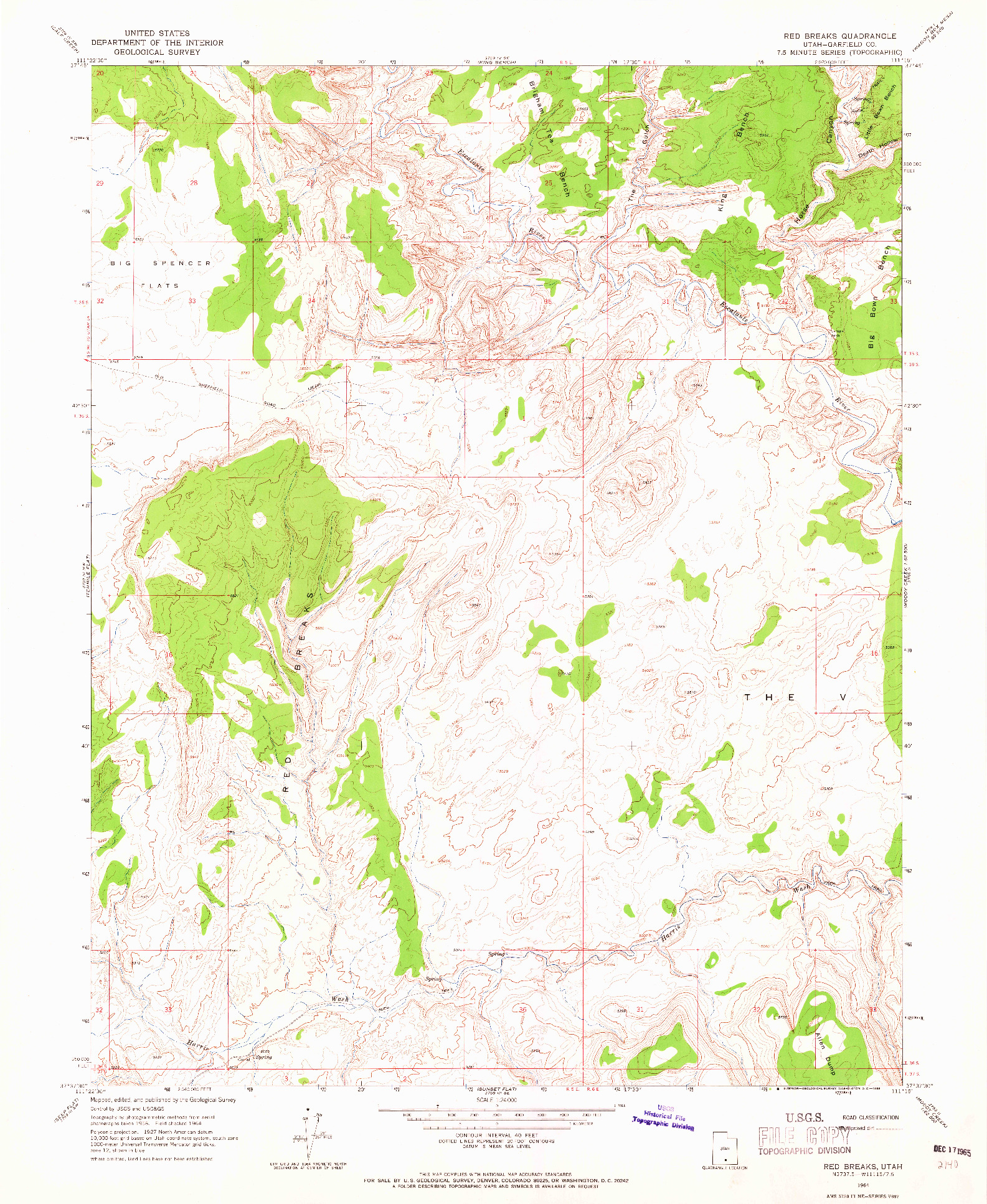 USGS 1:24000-SCALE QUADRANGLE FOR RED BREAKS, UT 1964