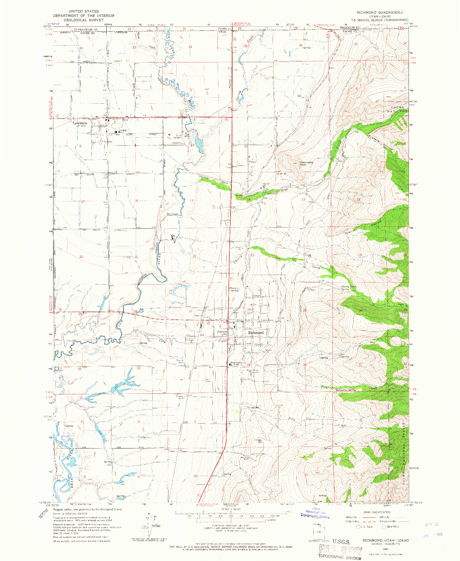 USGS 1:24000-SCALE QUADRANGLE FOR RICHMOND, UT 1964