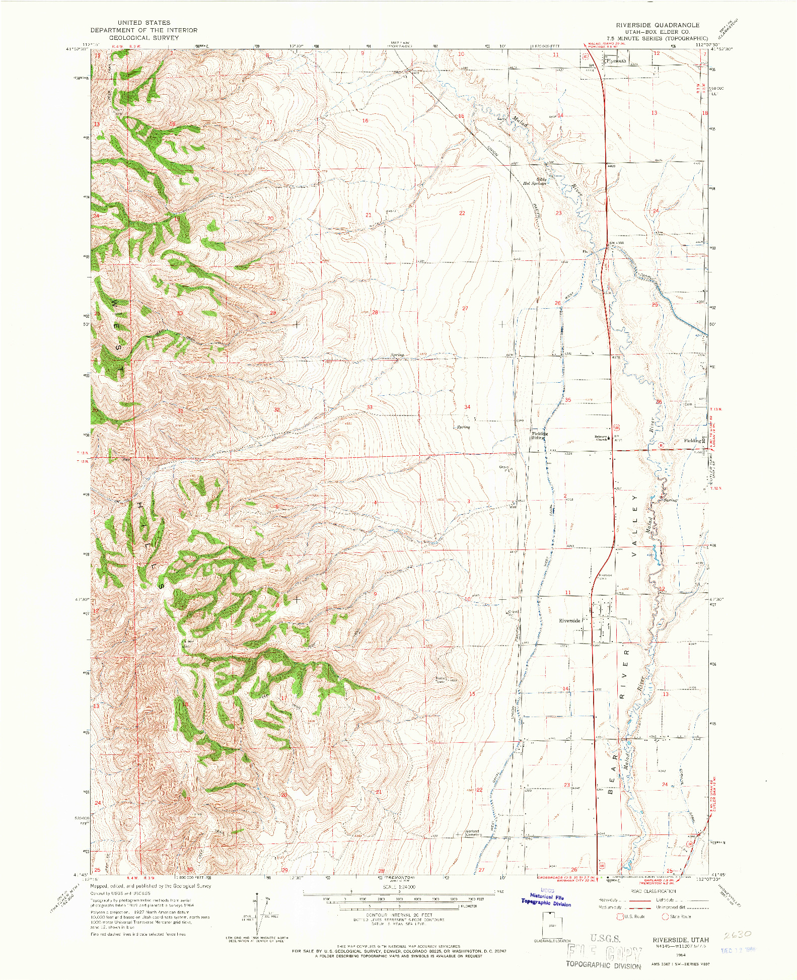 USGS 1:24000-SCALE QUADRANGLE FOR RIVERSIDE, UT 1964