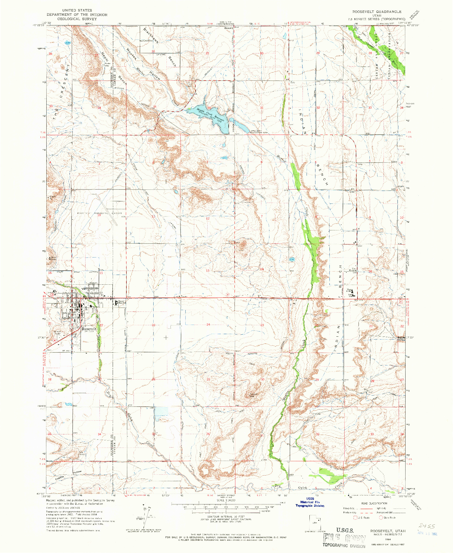 USGS 1:24000-SCALE QUADRANGLE FOR ROOSEVELT, UT 1964