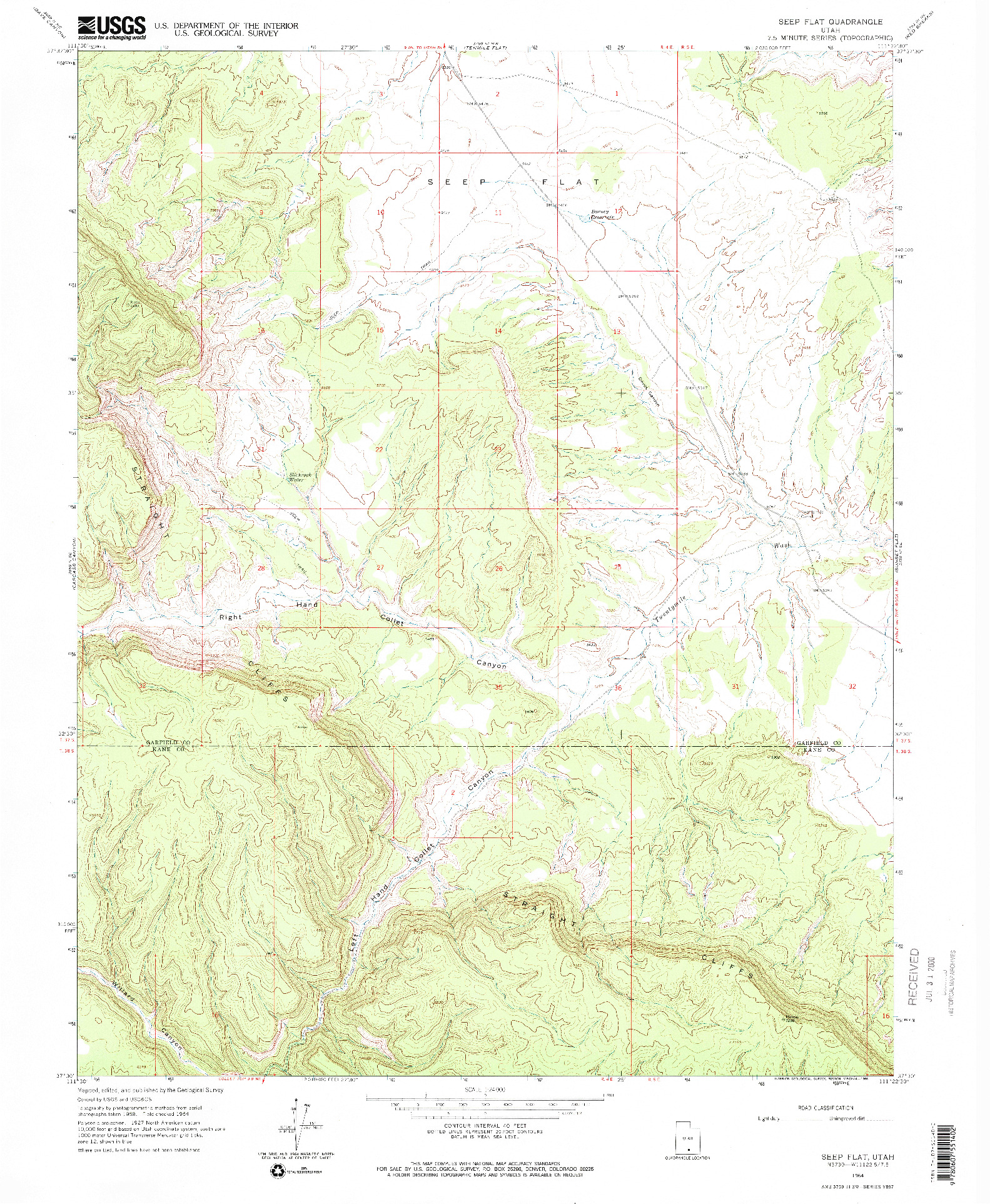 USGS 1:24000-SCALE QUADRANGLE FOR SEEP FLAT, UT 1964