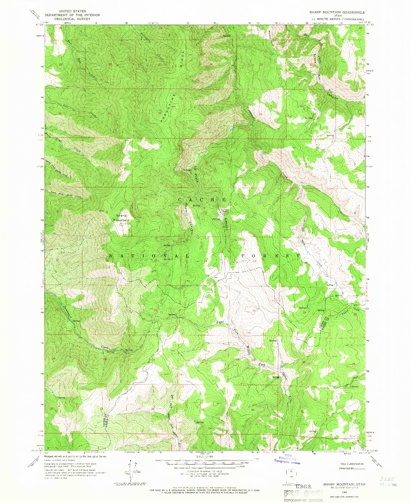 USGS 1:24000-SCALE QUADRANGLE FOR SHARP MOUNTAIN, UT 1964