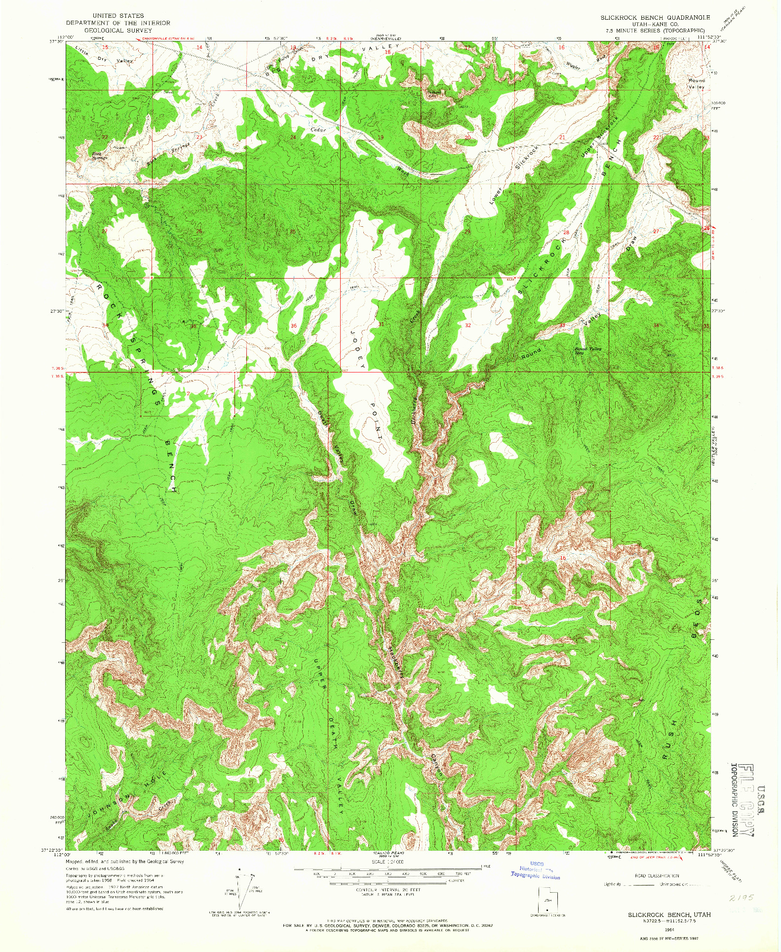 USGS 1:24000-SCALE QUADRANGLE FOR SLICKROCK BENCH, UT 1964