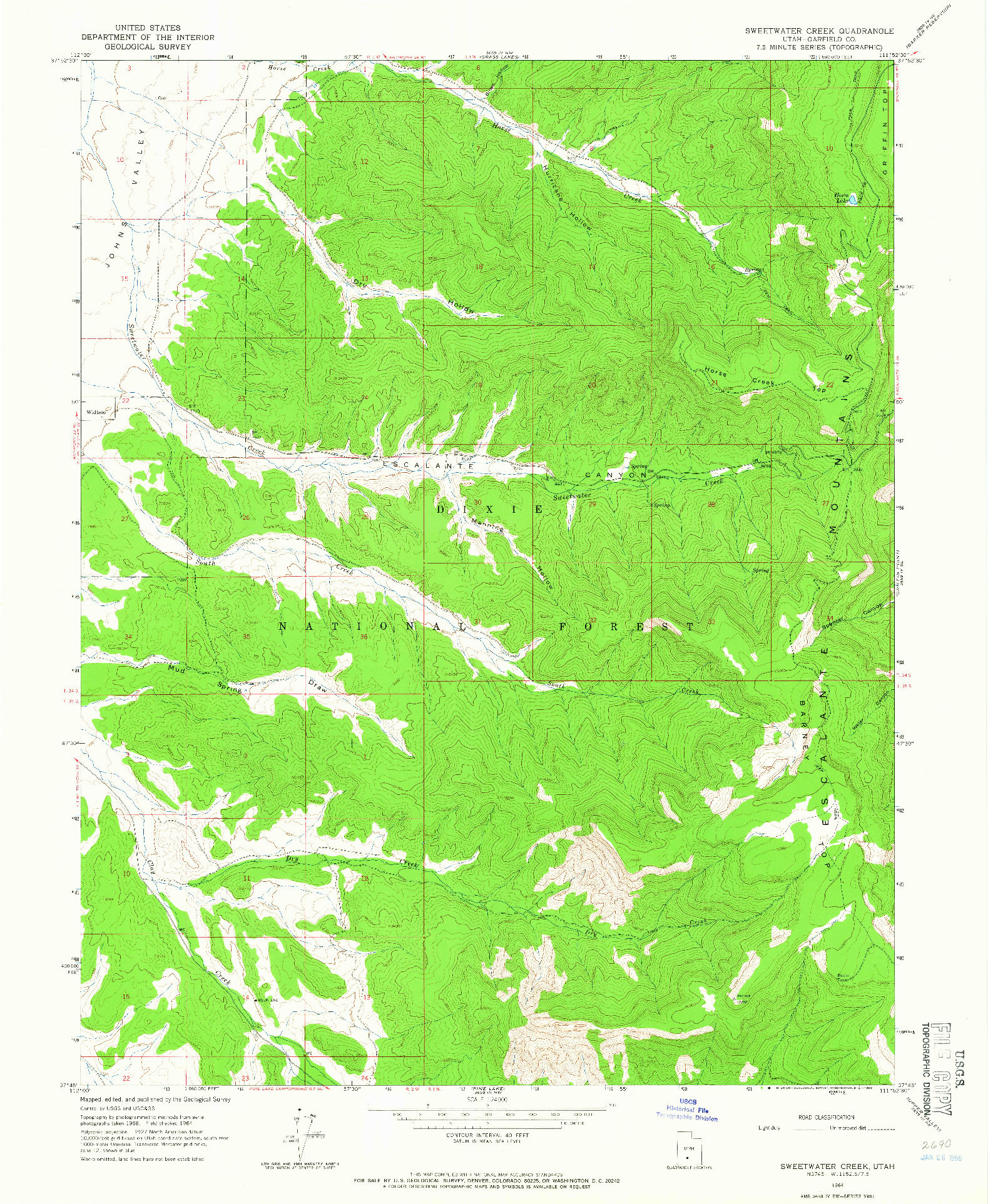 USGS 1:24000-SCALE QUADRANGLE FOR SWEETWATER CREEK, UT 1964