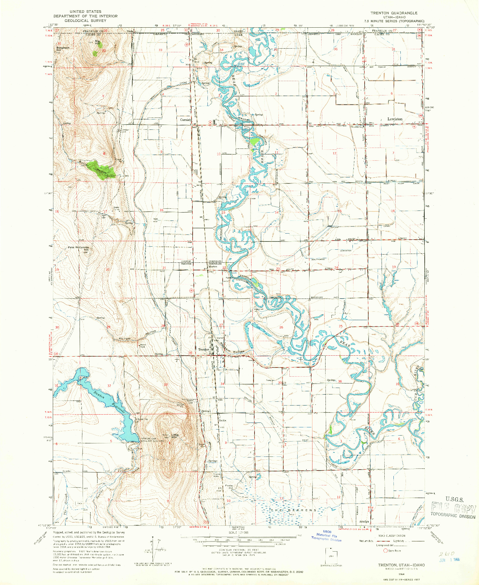 USGS 1:24000-SCALE QUADRANGLE FOR TRENTON, UT 1964