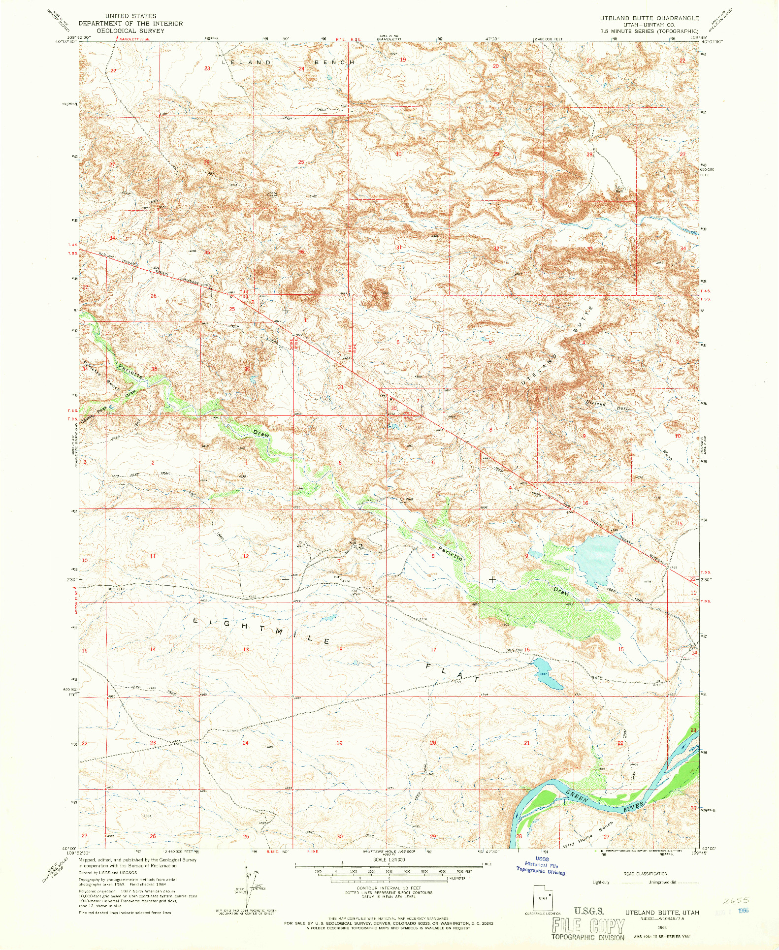 USGS 1:24000-SCALE QUADRANGLE FOR UTELAND BUTTE, UT 1964