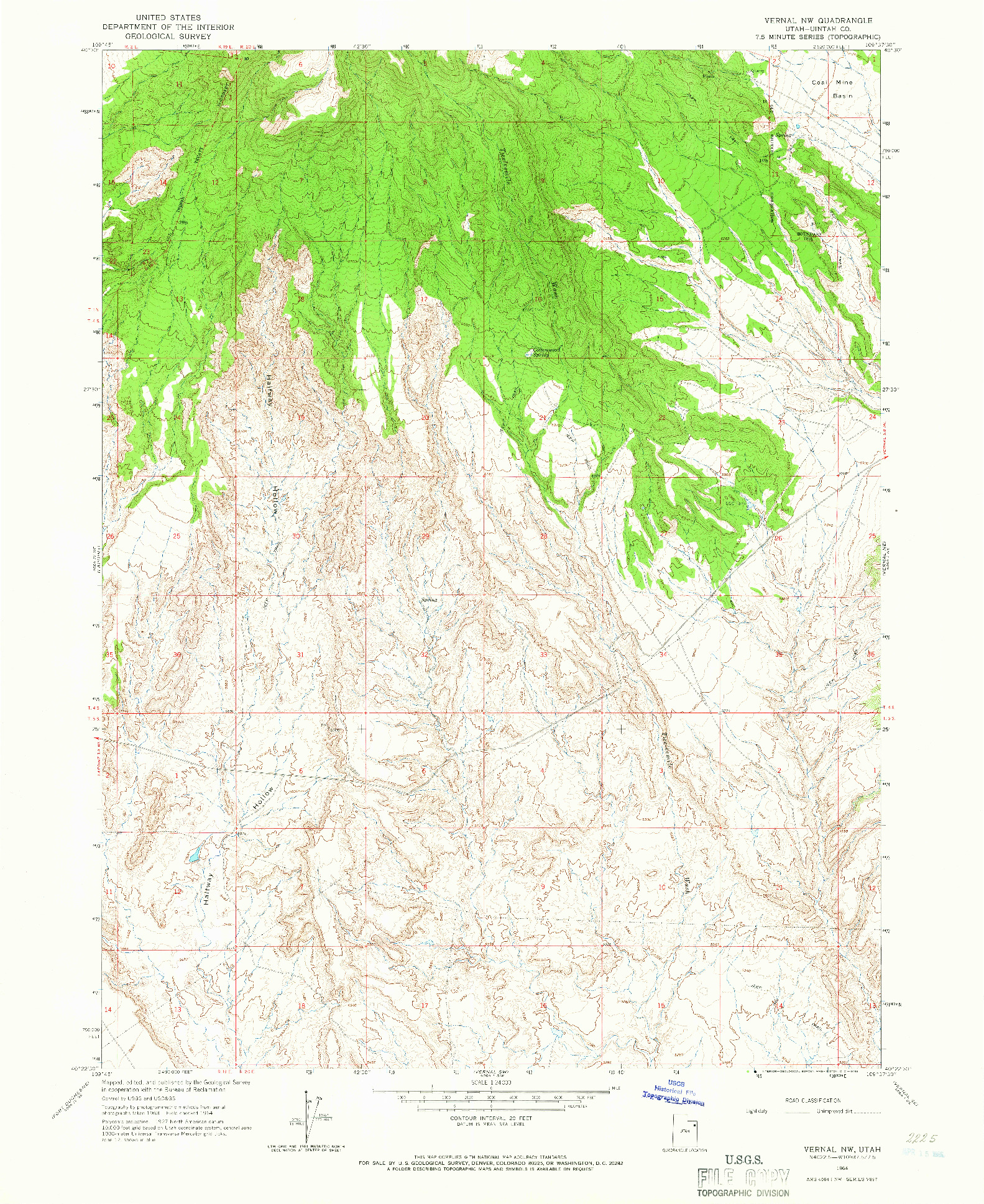 USGS 1:24000-SCALE QUADRANGLE FOR VERNAL NW, UT 1964