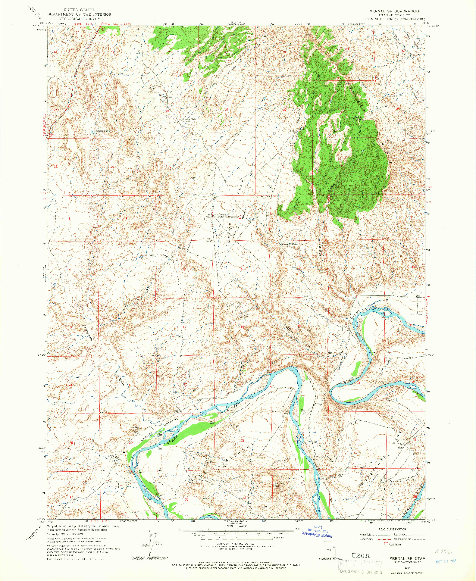 USGS 1:24000-SCALE QUADRANGLE FOR VERNAL SE, UT 1964