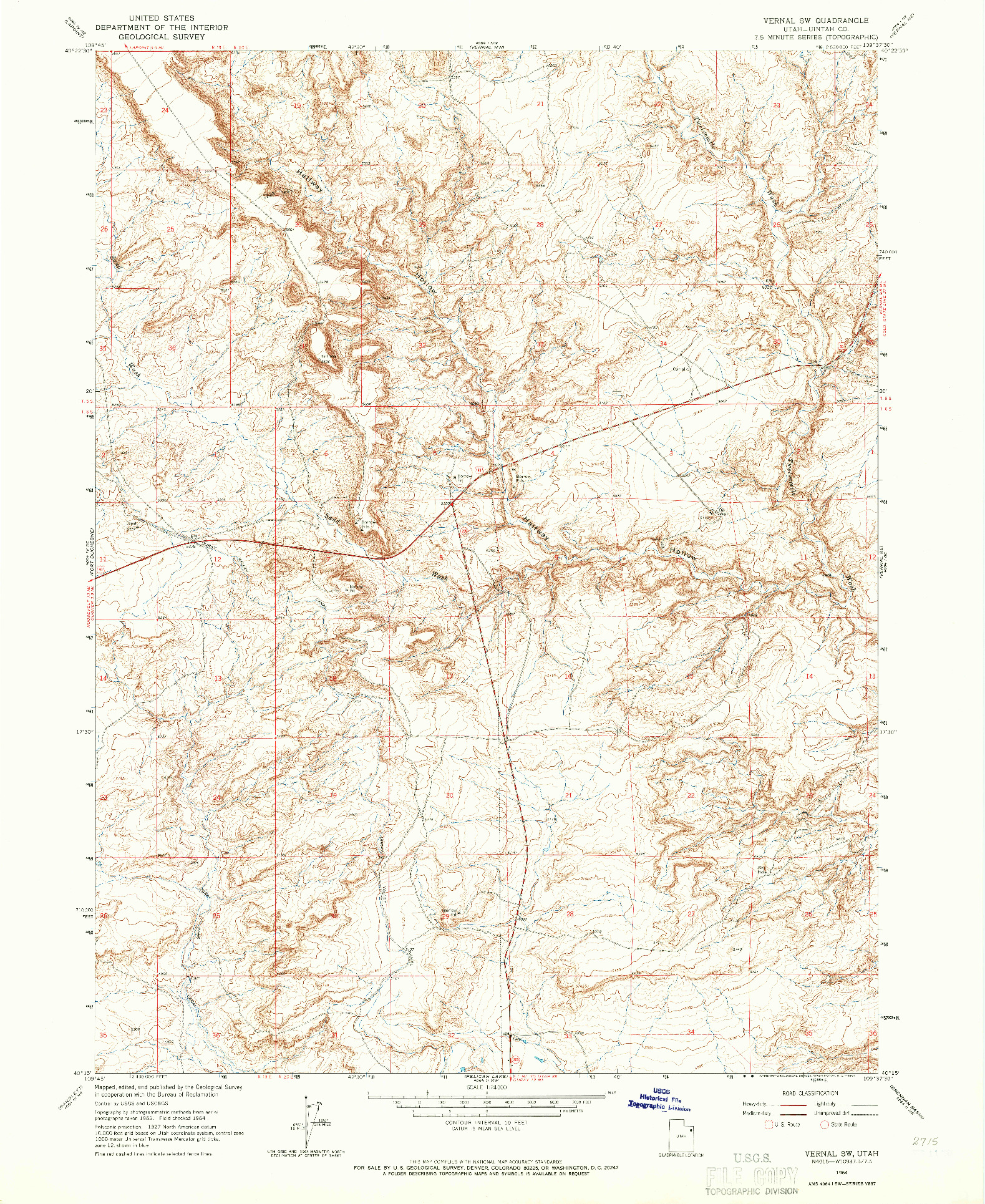 USGS 1:24000-SCALE QUADRANGLE FOR VERNAL SW, UT 1964
