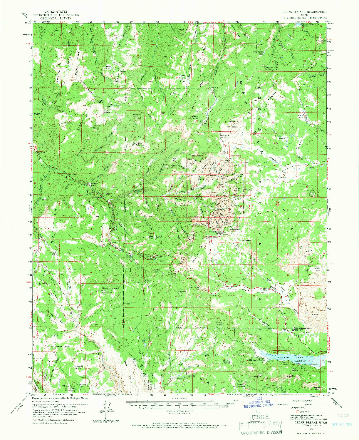 USGS 1:62500-SCALE QUADRANGLE FOR CEDAR BREAKS, UT 1958