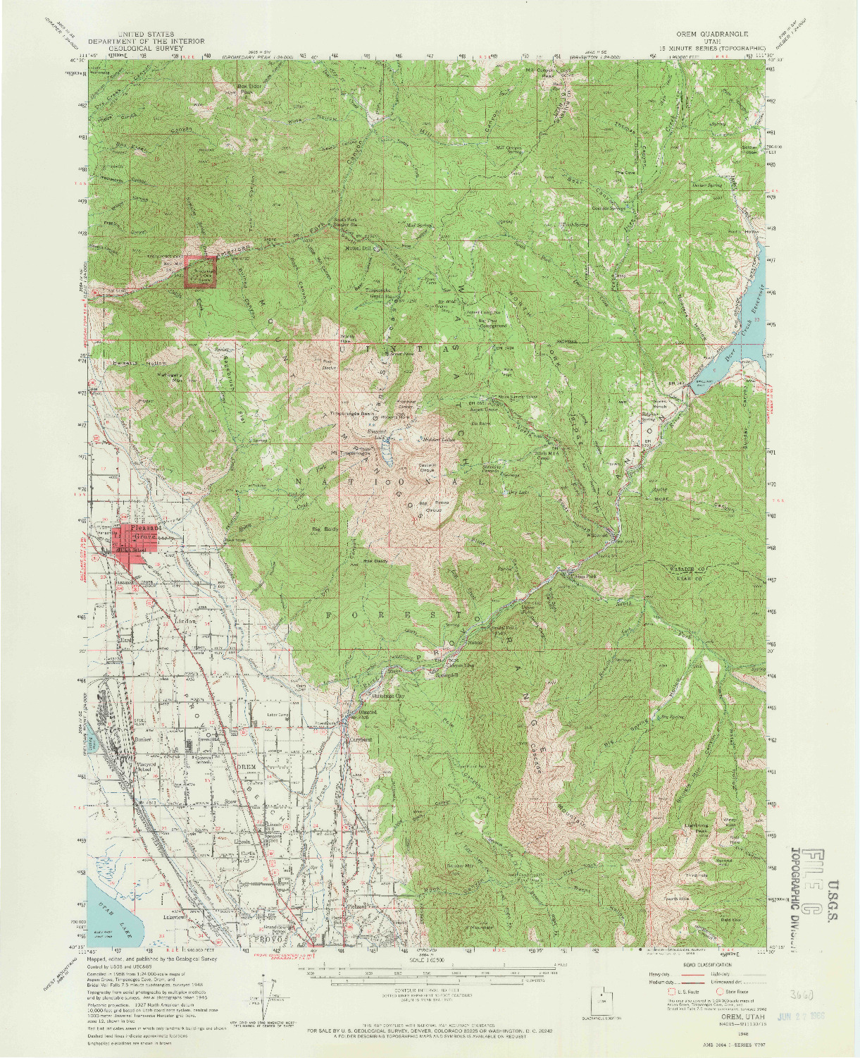 USGS 1:62500-SCALE QUADRANGLE FOR OREM, UT 1948