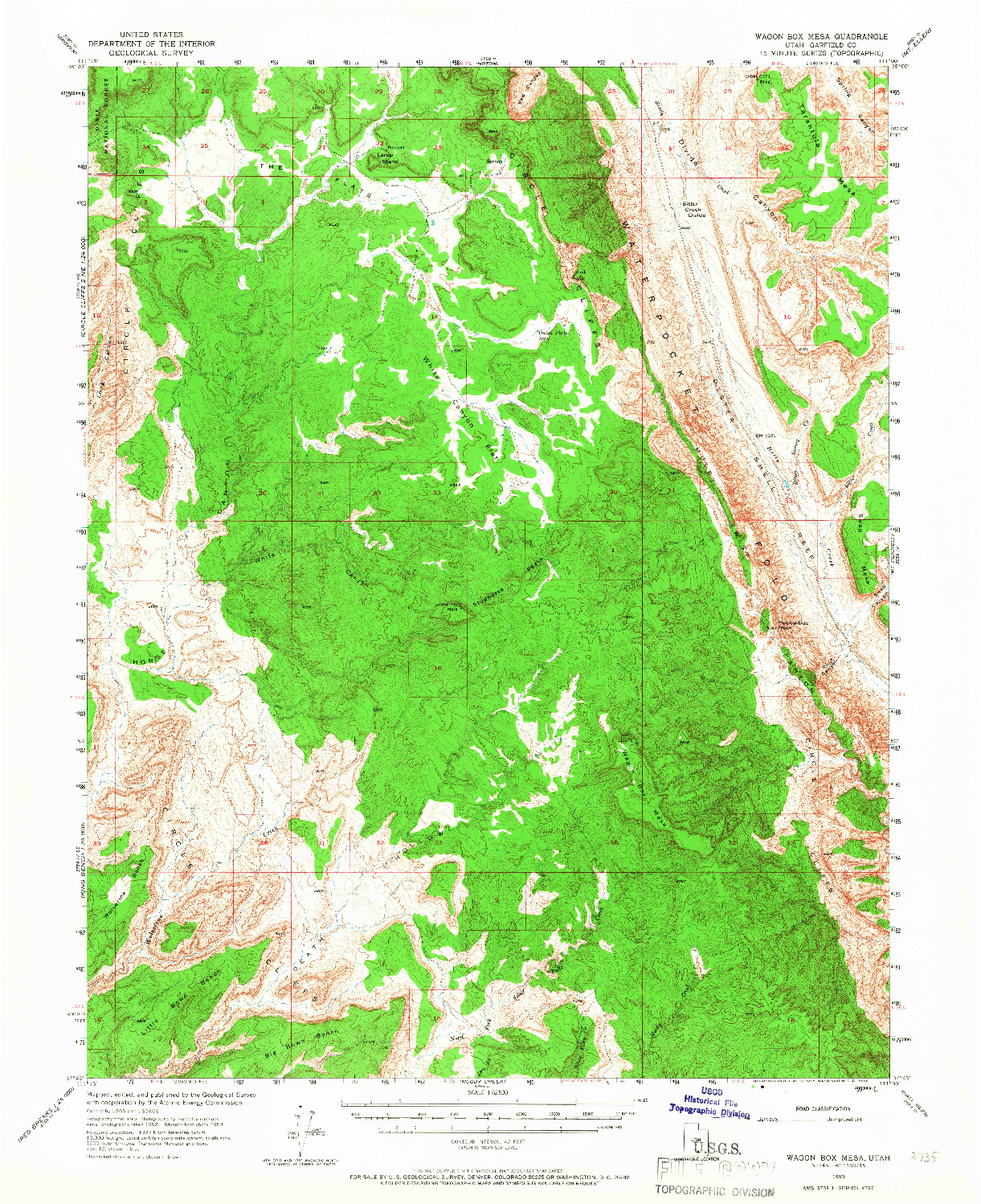 USGS 1:62500-SCALE QUADRANGLE FOR WAGON BOX MESA, UT 1953