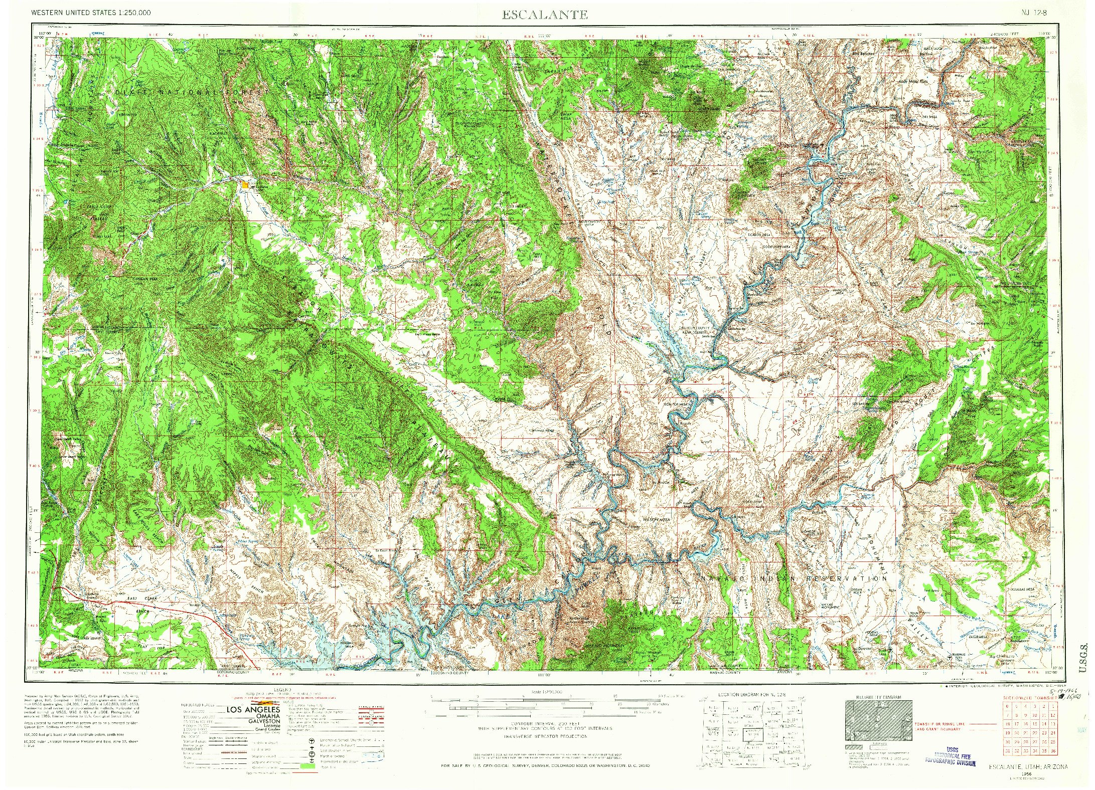 USGS 1:250000-SCALE QUADRANGLE FOR ESCALANTE, UT 1956